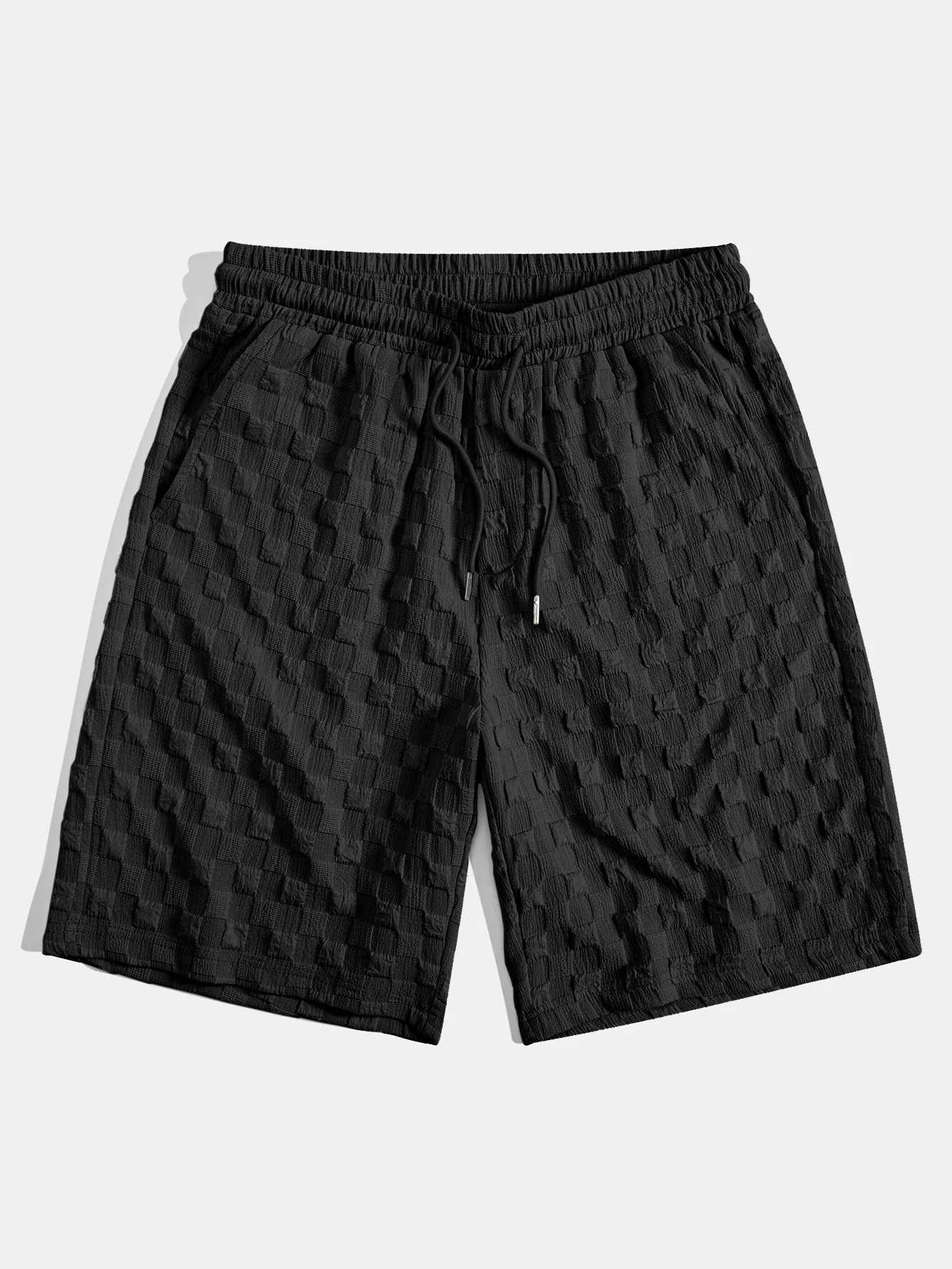 Schachbrett-Jacquard Stehkragen Hemd & Checkerboard Jacquard Shorts - Image 10