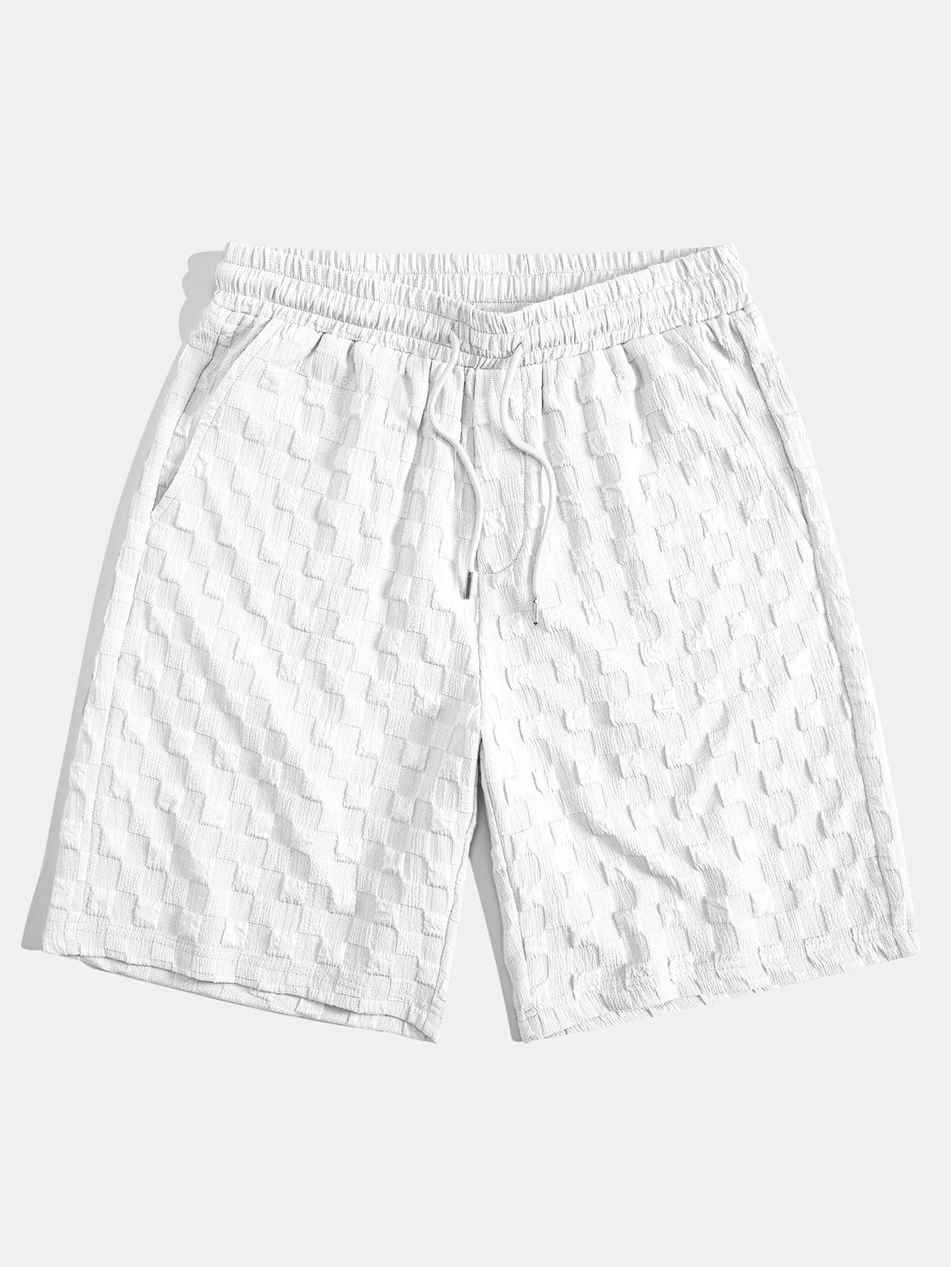 Schachbrett-Jacquard Stehkragen Hemd & Checkerboard Jacquard Shorts - Image 11