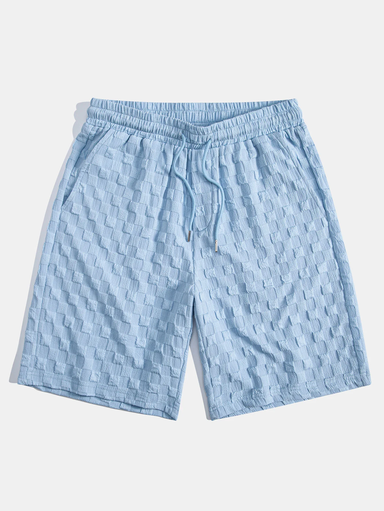 Schachbrett Jacquard Hemd mit Knöpfen & Kordelzug Shorts - Image 4