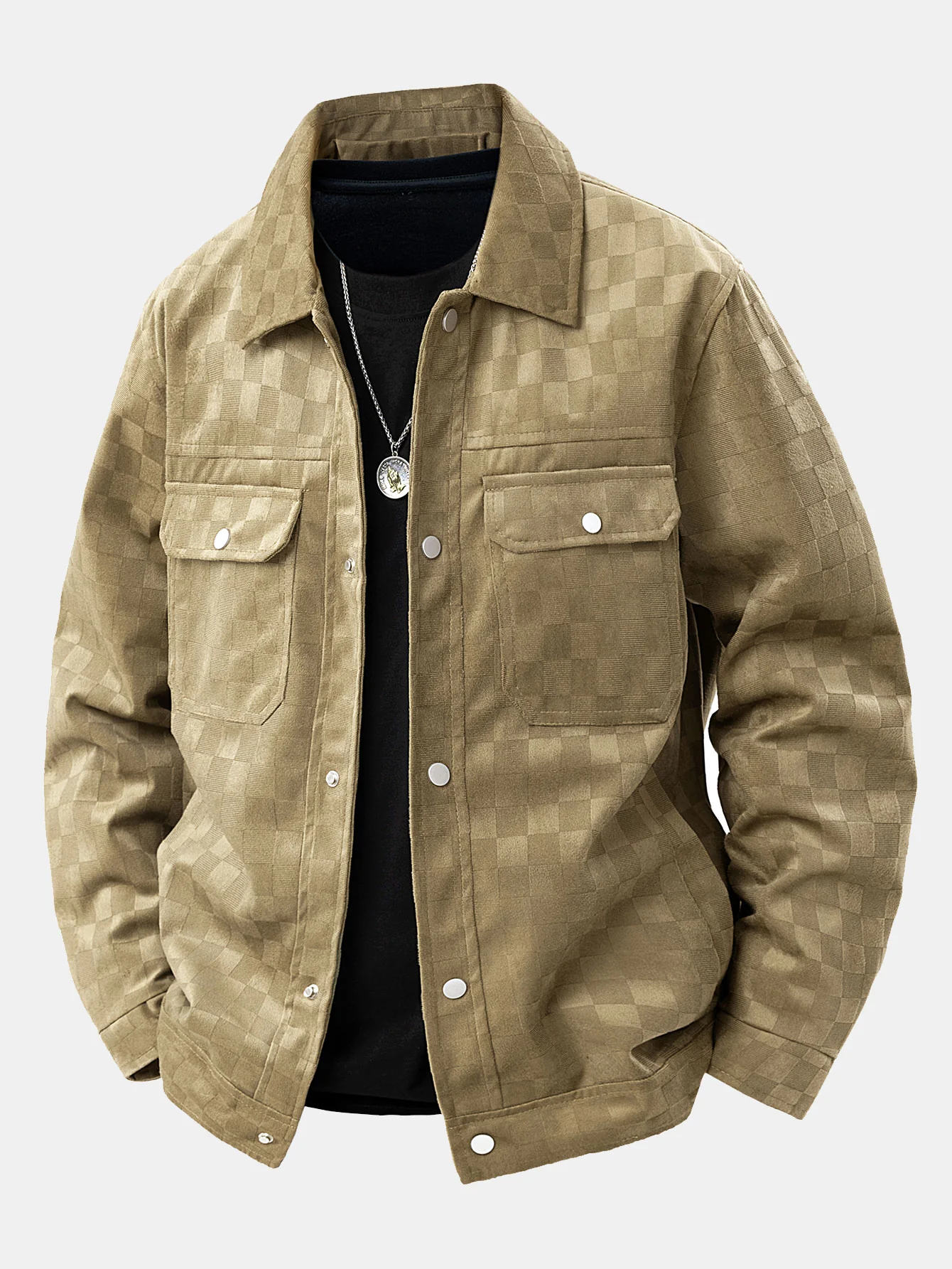 Jacke mit Taschen aus Kunstwildleder mit Schachbrettmuster