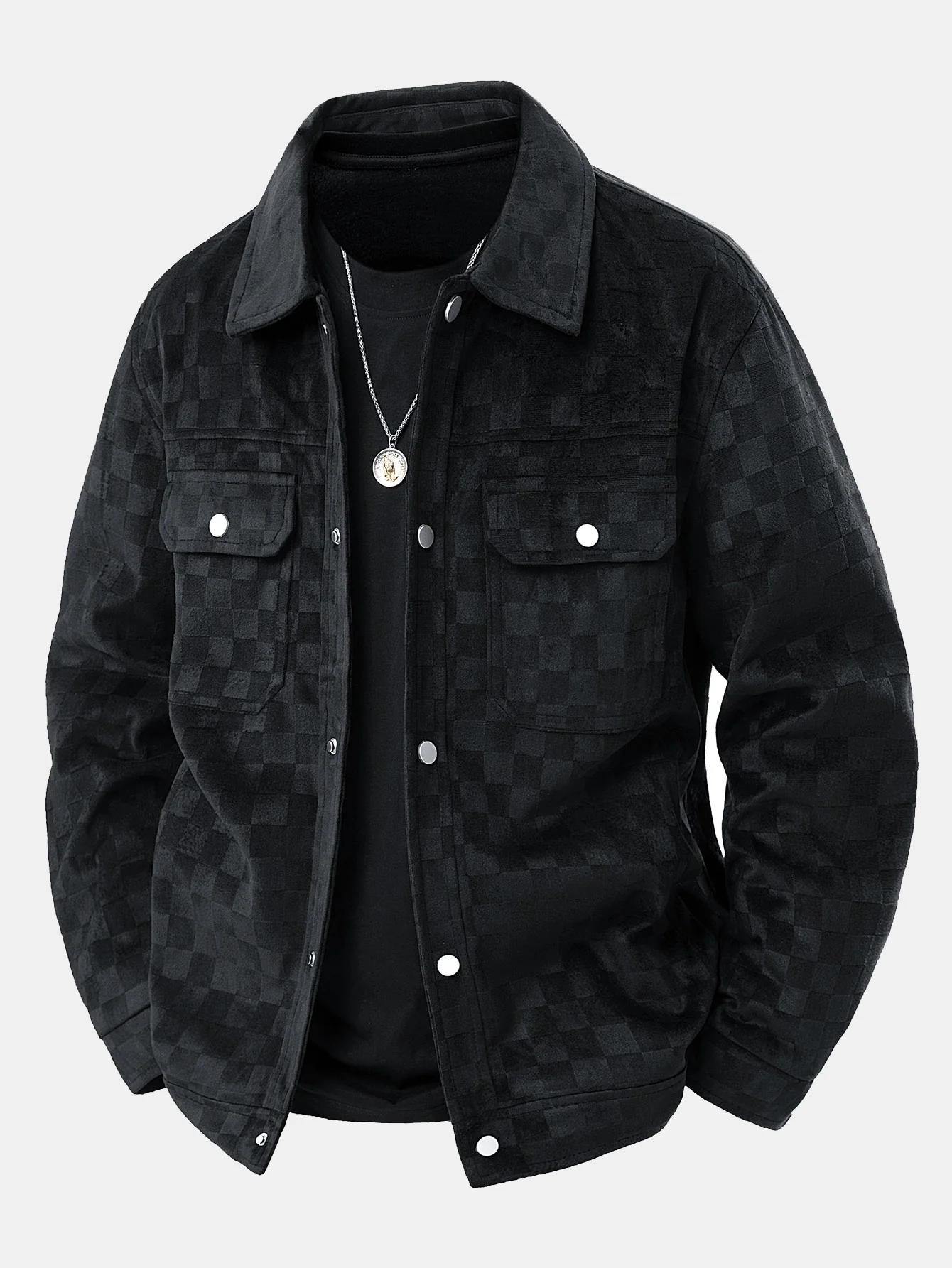Jacke mit Taschen aus Kunstwildleder mit Schachbrettmuster - Image 2
