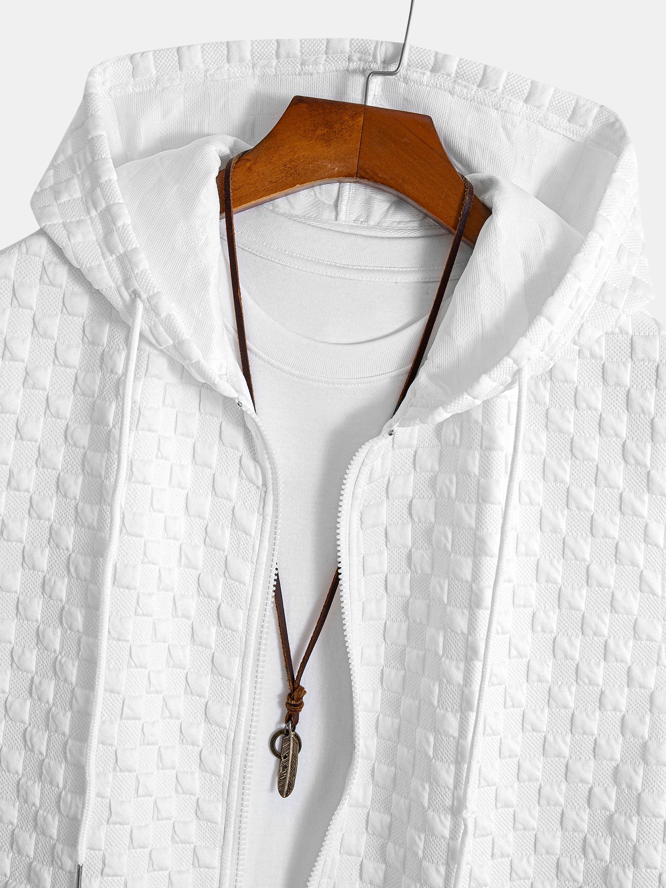 Checkerboard Sleeveless Zip Up Hoodie - Image 5