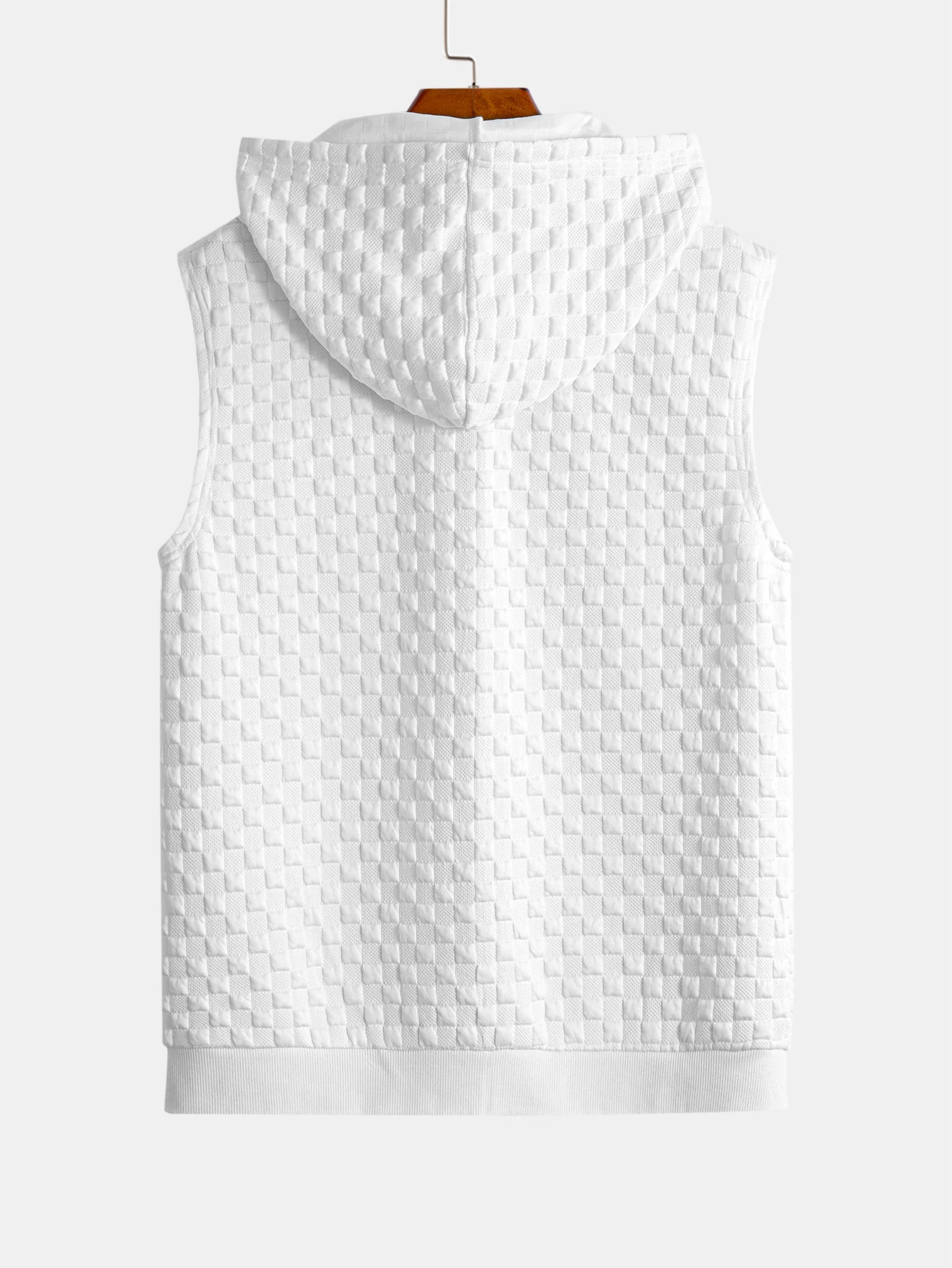 Checkerboard Sleeveless Zip Up Hoodie - Image 2