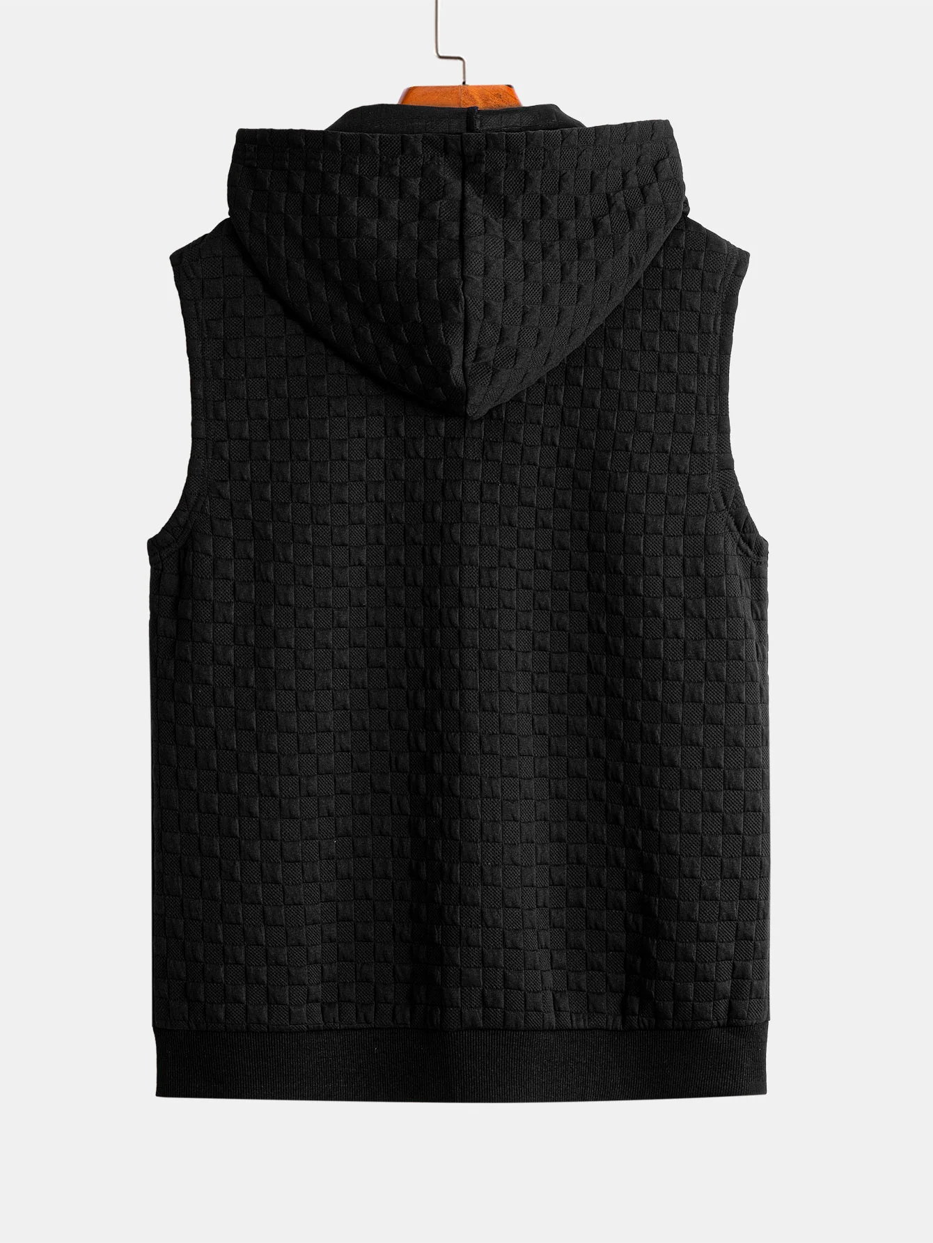 Checkerboard Sleeveless Zip Up Hoodie - Image 4