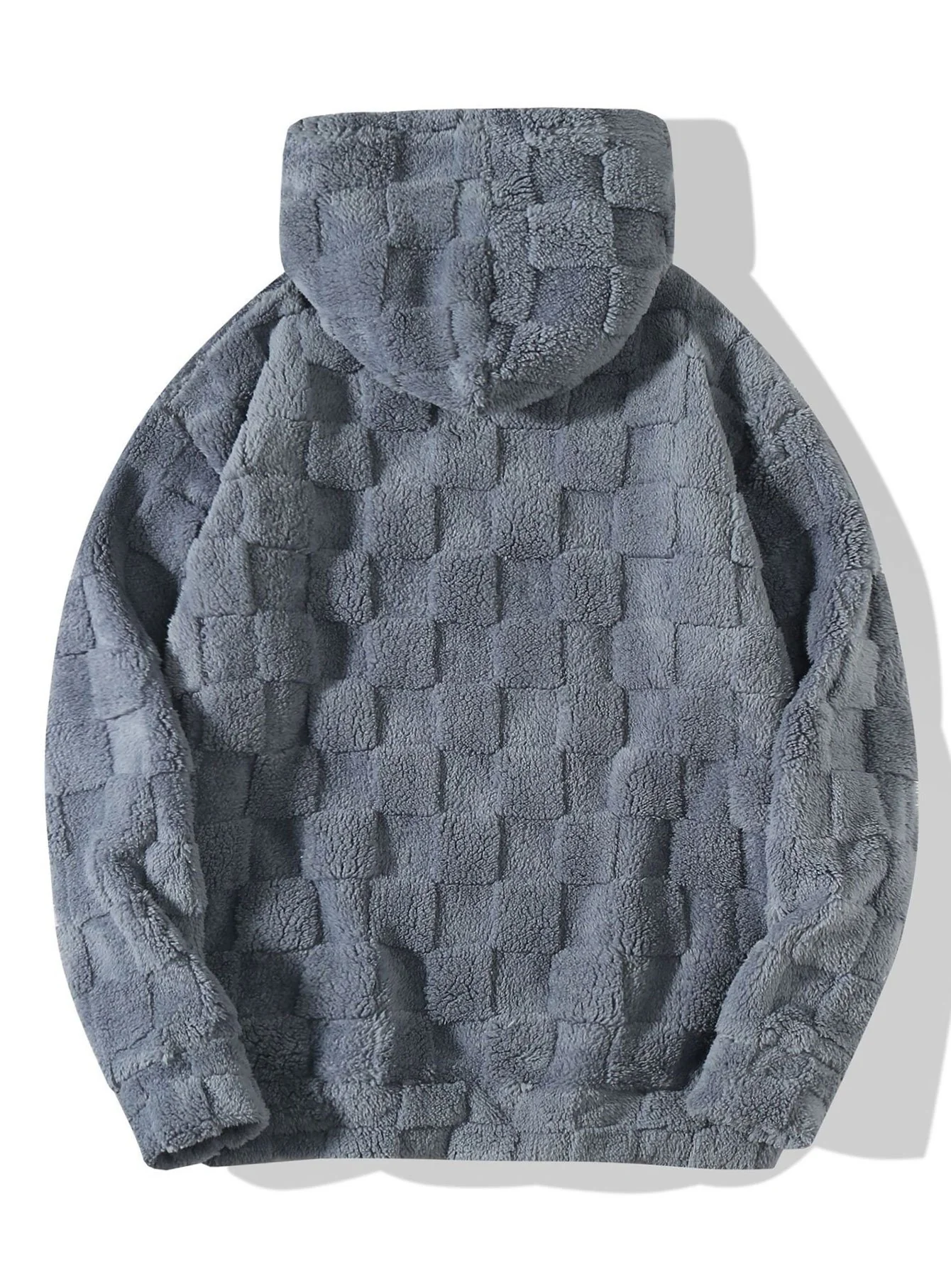 Relax Fit Schachbrett Teddy Kapuzenpullover - Image 2