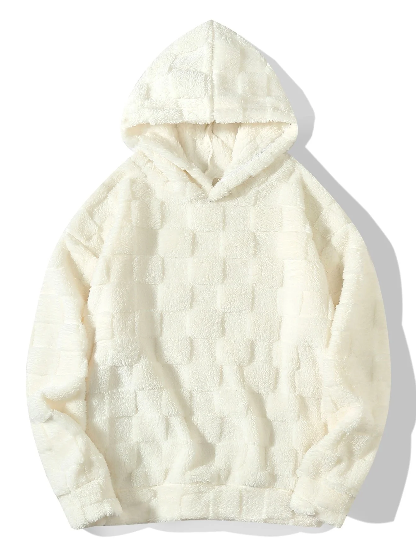 Relax Fit Schachbrett Teddy Kapuzenpullover - Image 3