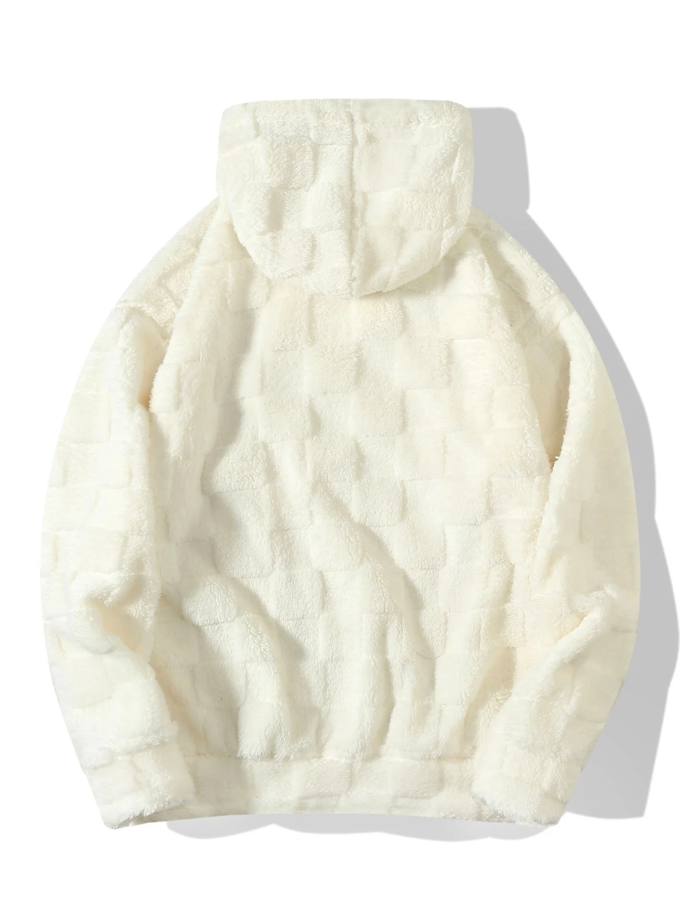 Relax Fit Schachbrett Teddy Kapuzenpullover - Image 4