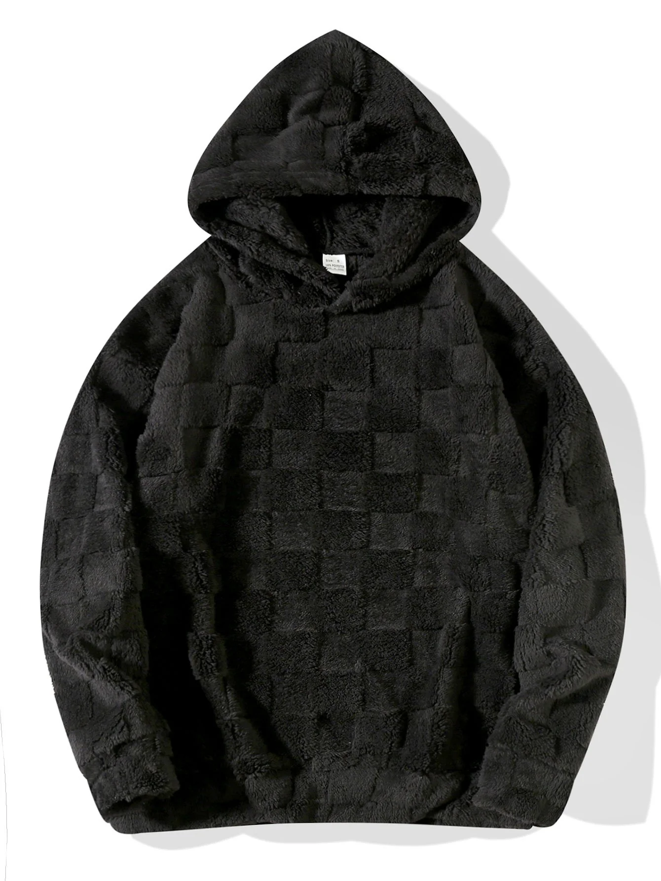 Relax Fit Schachbrett Teddy Kapuzenpullover - Image 5