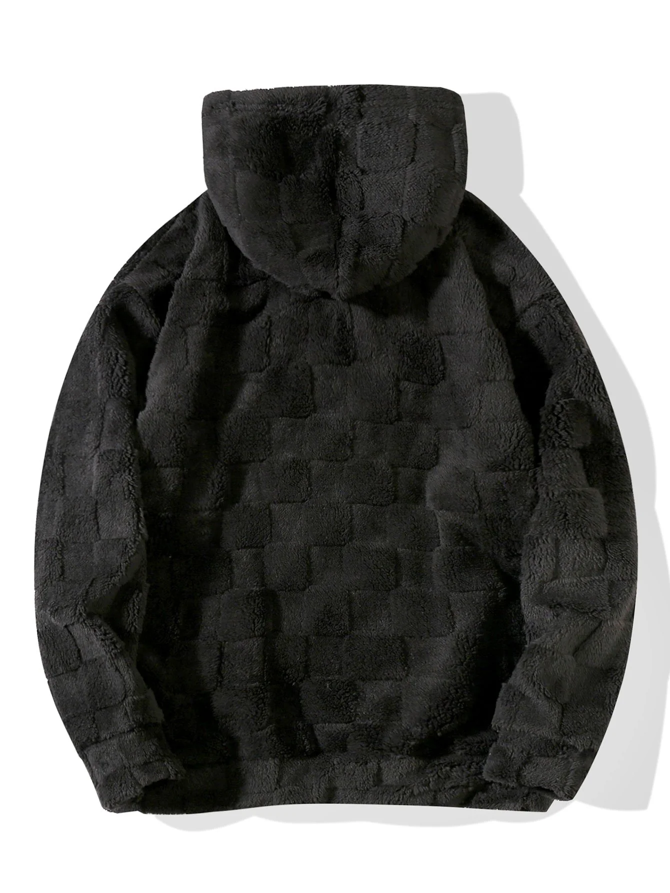Relax Fit Schachbrett Teddy Kapuzenpullover - Image 6
