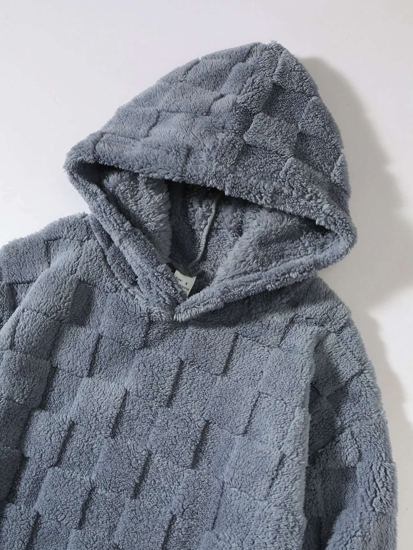 Relax Fit Schachbrett Teddy Kapuzenpullover - Image 7