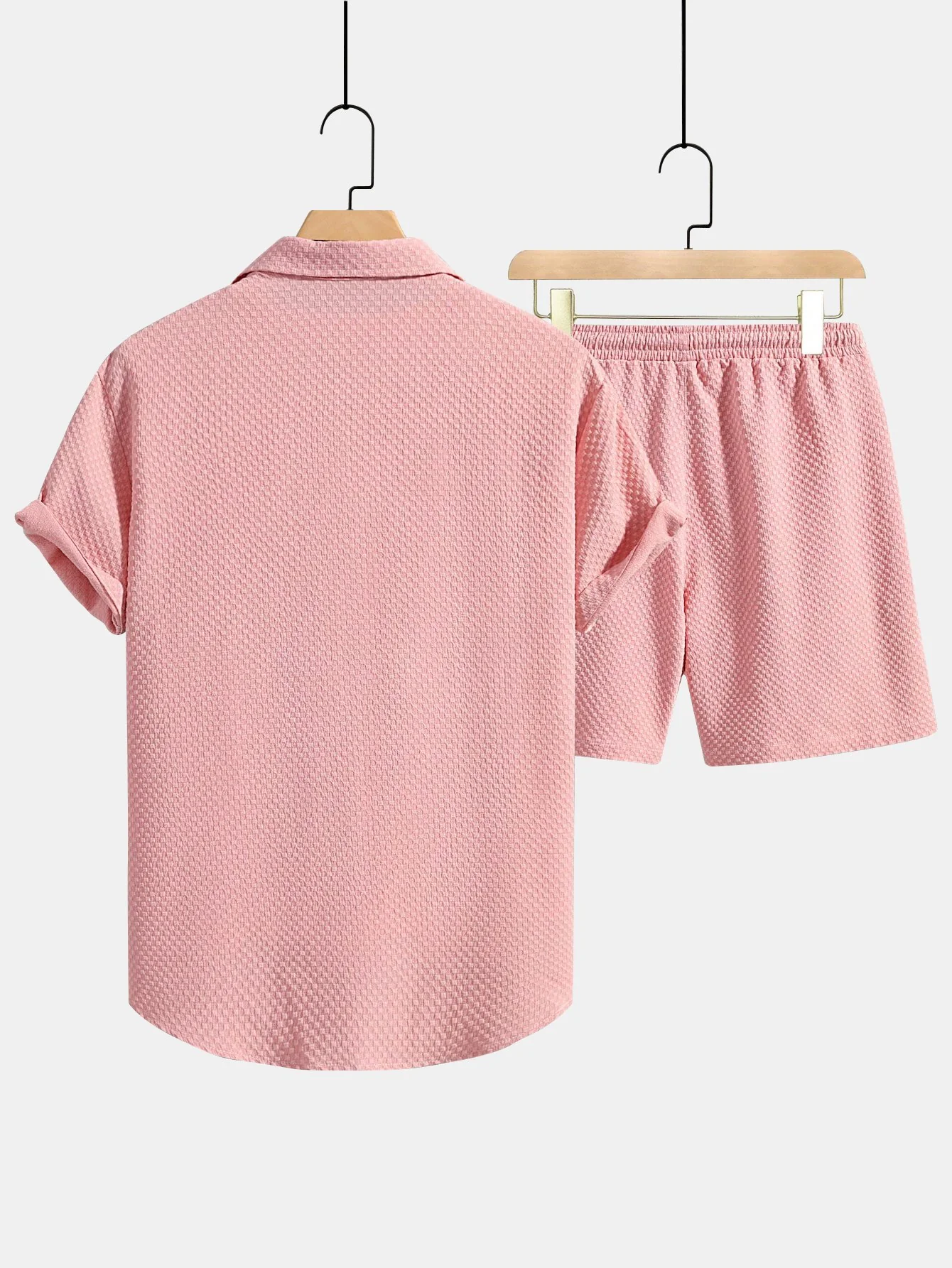 Schachbrettmuster Button-Up Hemd & Kordelzug Shorts - Image 2