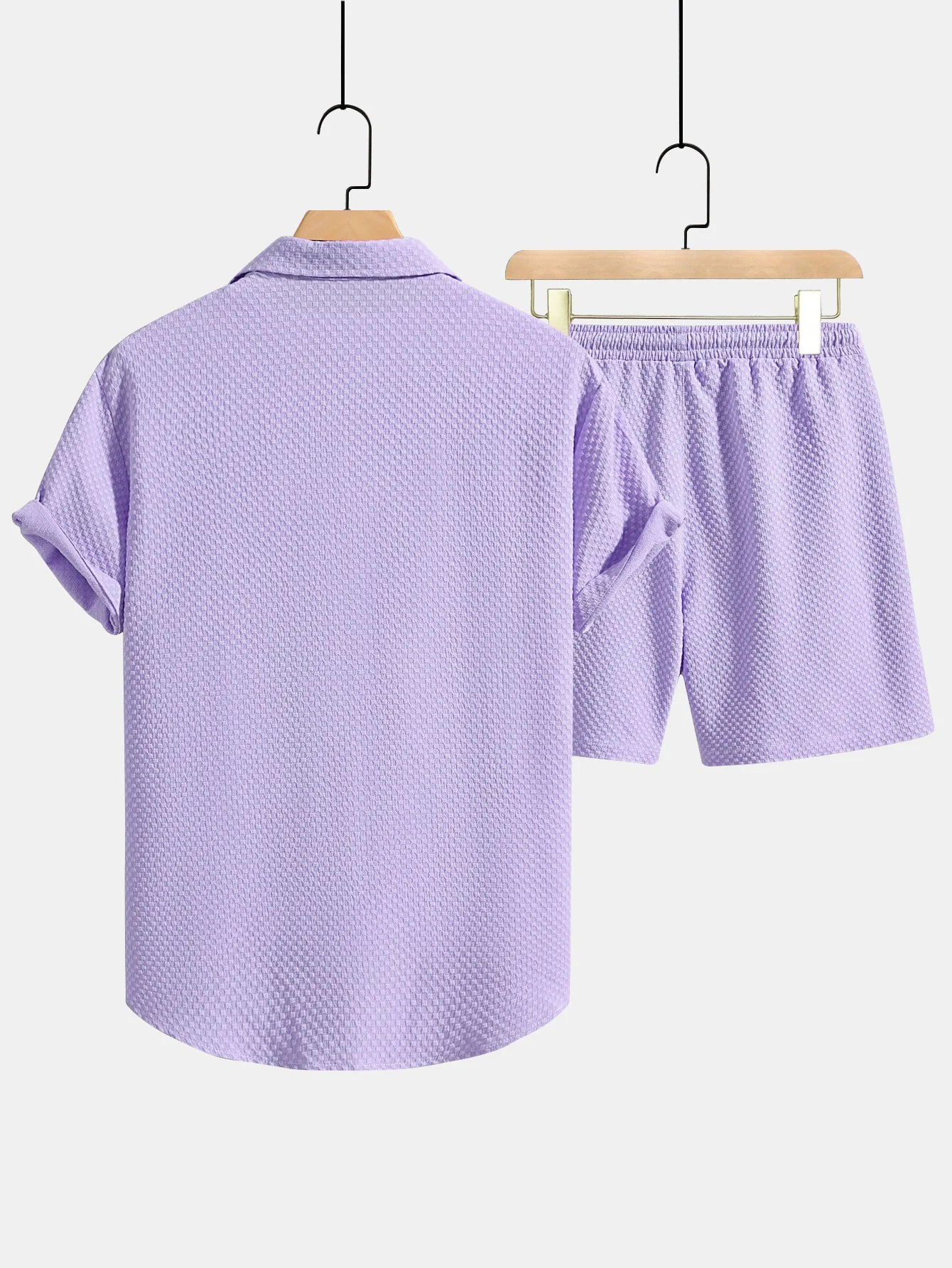 Schachbrettmuster Button-Up Hemd & Kordelzug Shorts - Image 8