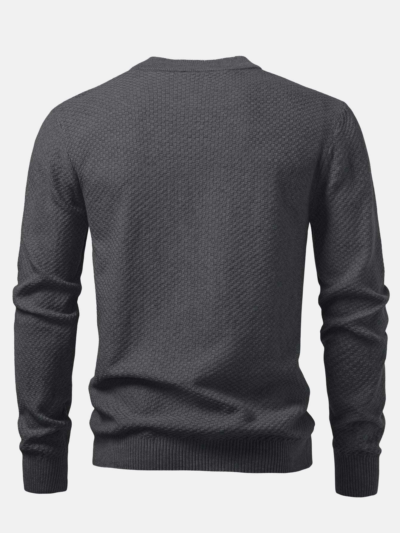Kariert strukturierter Pullover mit Rundhalsausschnitt - Image 10