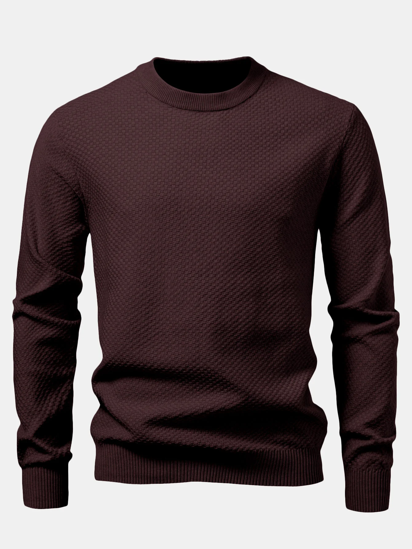 Kariert strukturierter Pullover mit Rundhalsausschnitt - Image 11