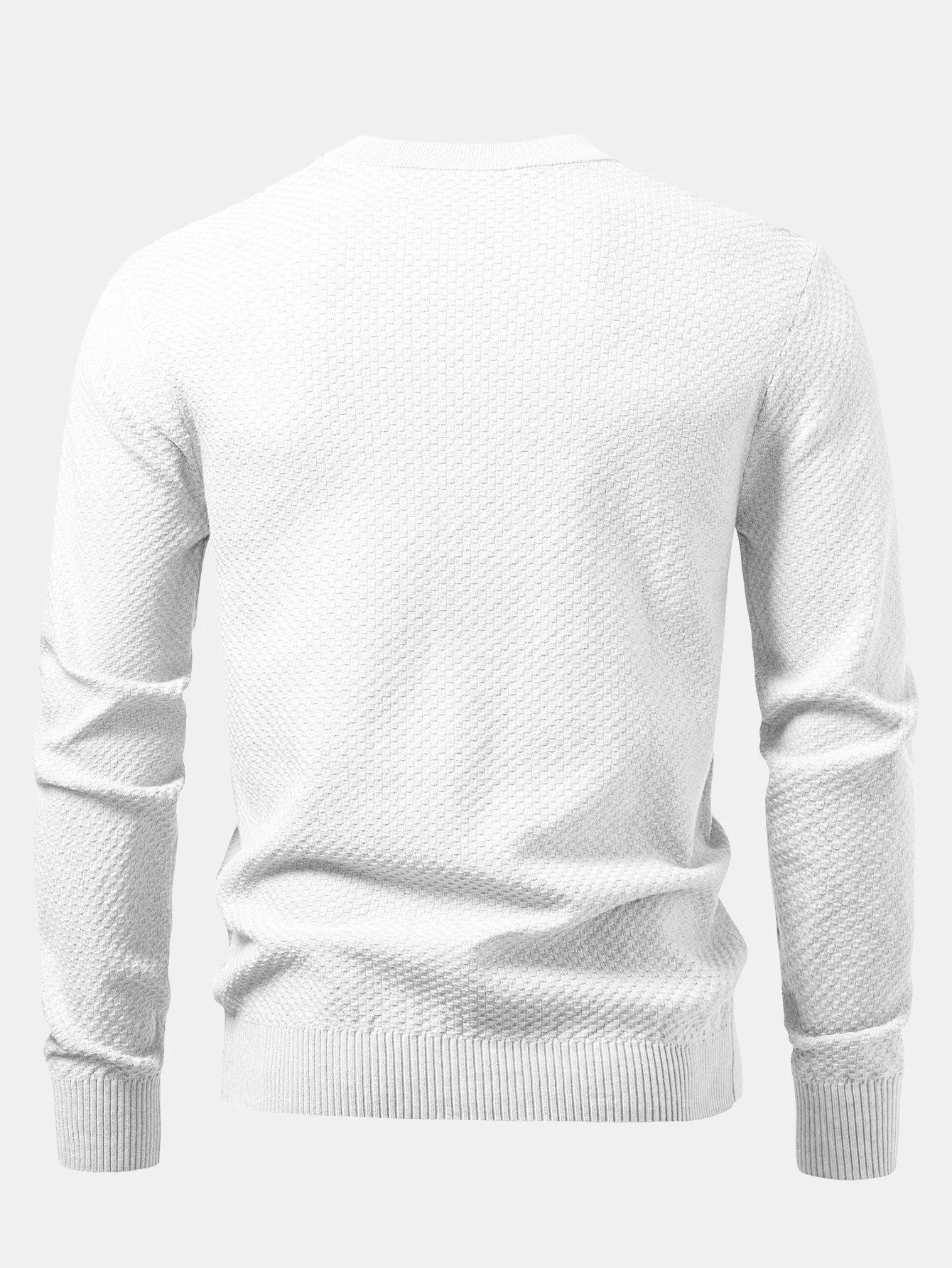 Kariert strukturierter Pullover mit Rundhalsausschnitt - Image 14
