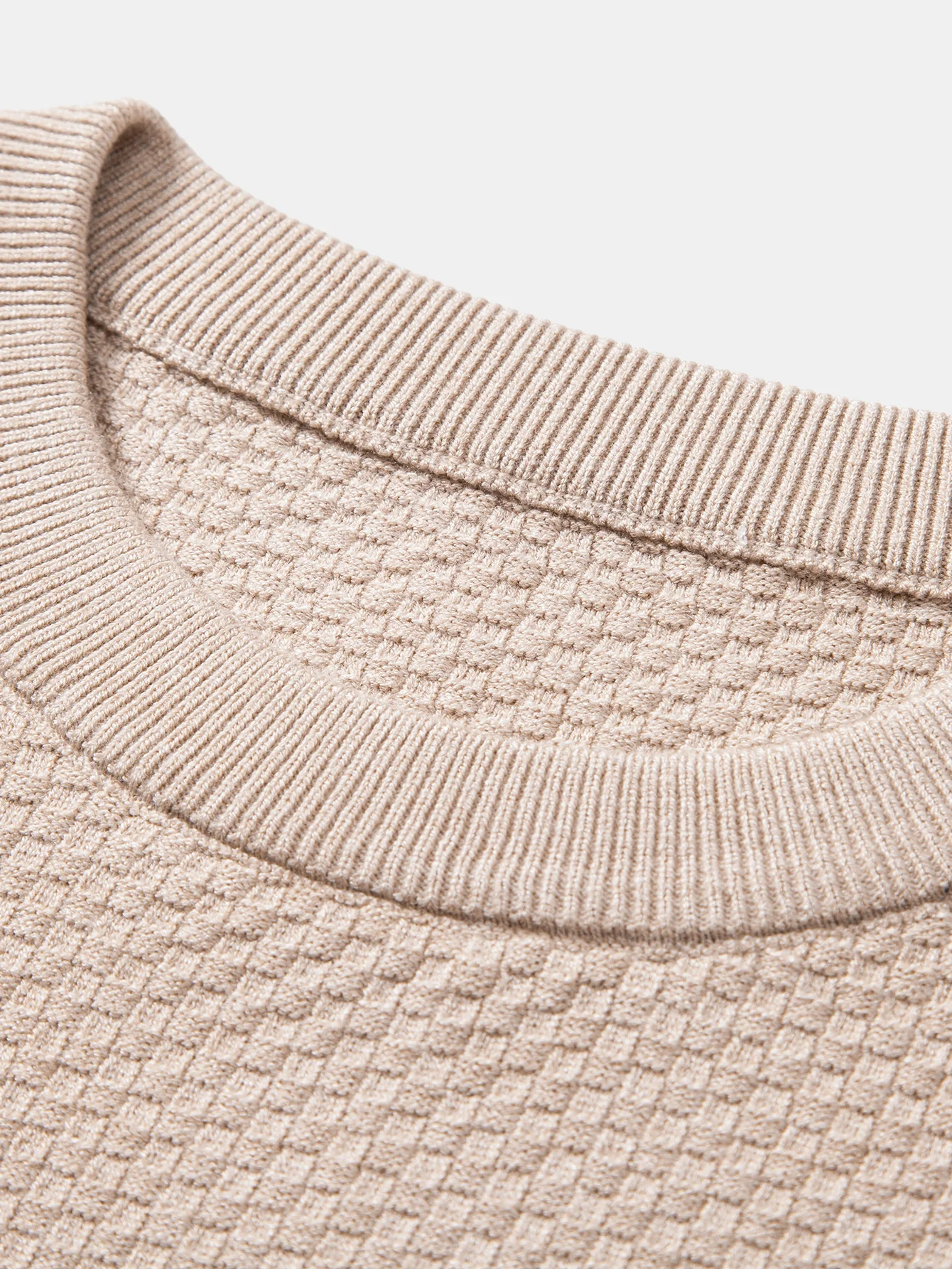 Kariert strukturierter Pullover mit Rundhalsausschnitt - Image 15