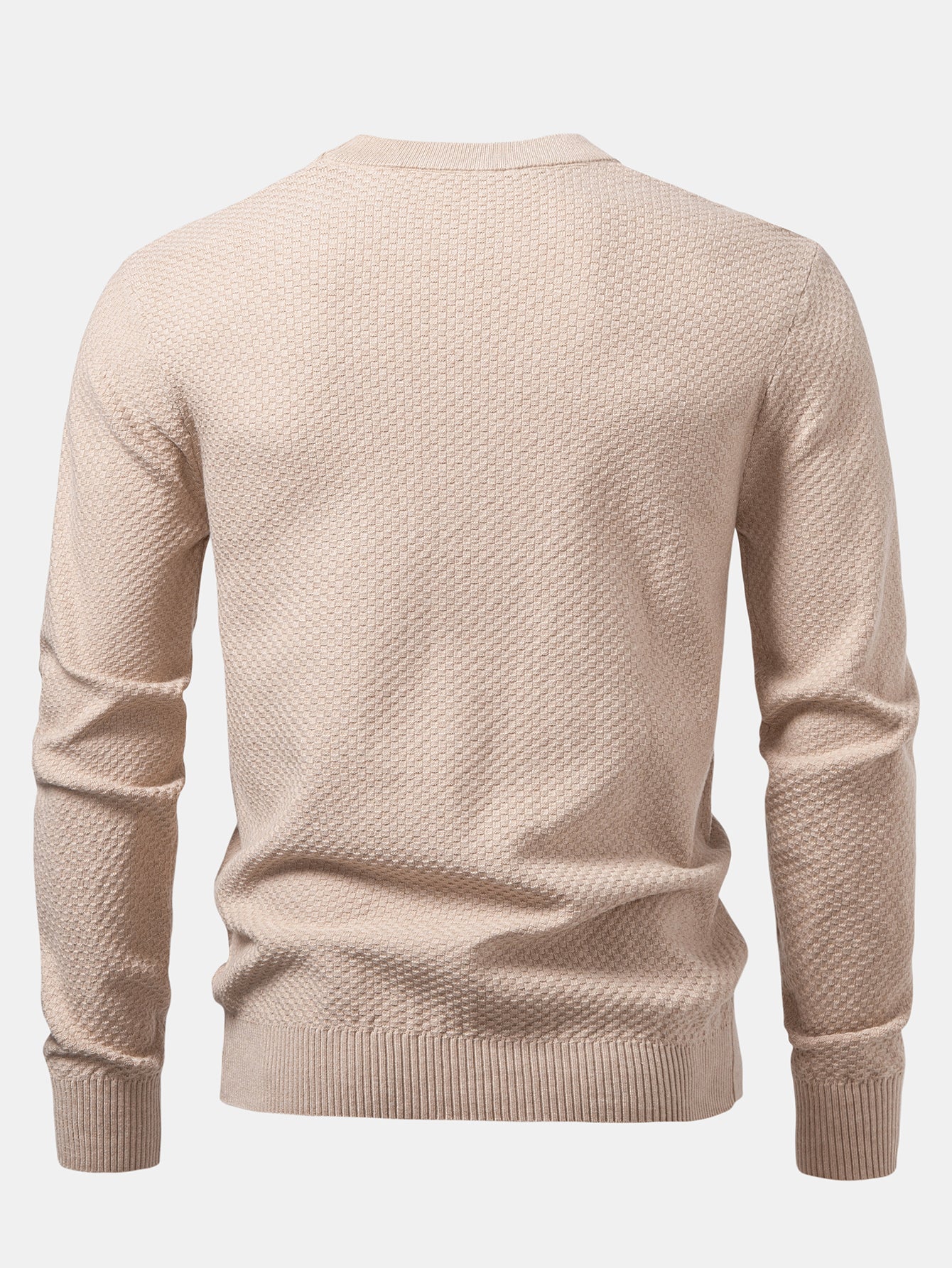 Kariert strukturierter Pullover mit Rundhalsausschnitt - Image 2