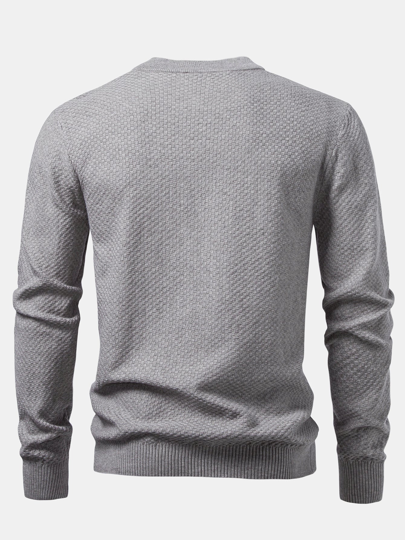 Kariert strukturierter Pullover mit Rundhalsausschnitt - Image 4