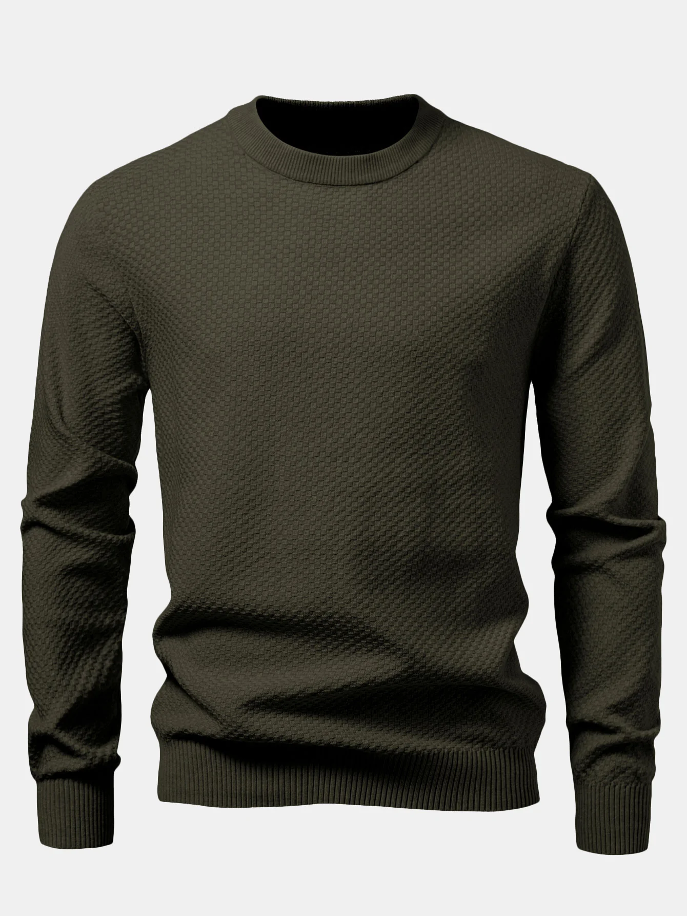 Kariert strukturierter Pullover mit Rundhalsausschnitt - Image 5