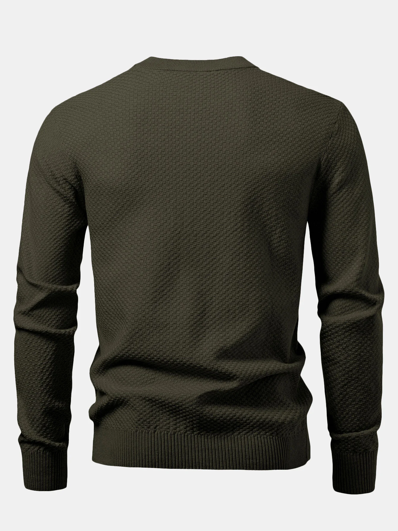 Kariert strukturierter Pullover mit Rundhalsausschnitt - Image 6