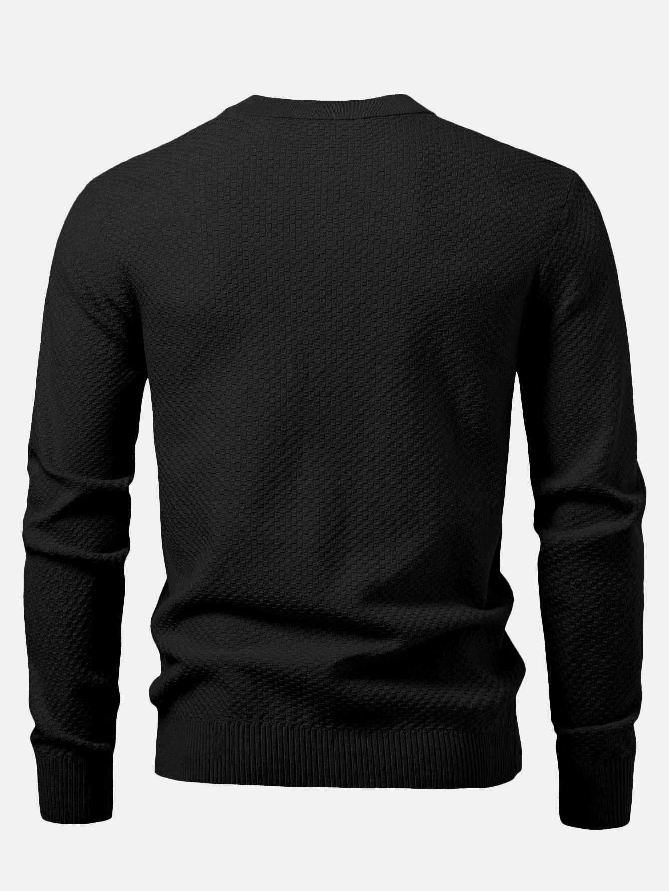 Kariert strukturierter Pullover mit Rundhalsausschnitt - Image 8