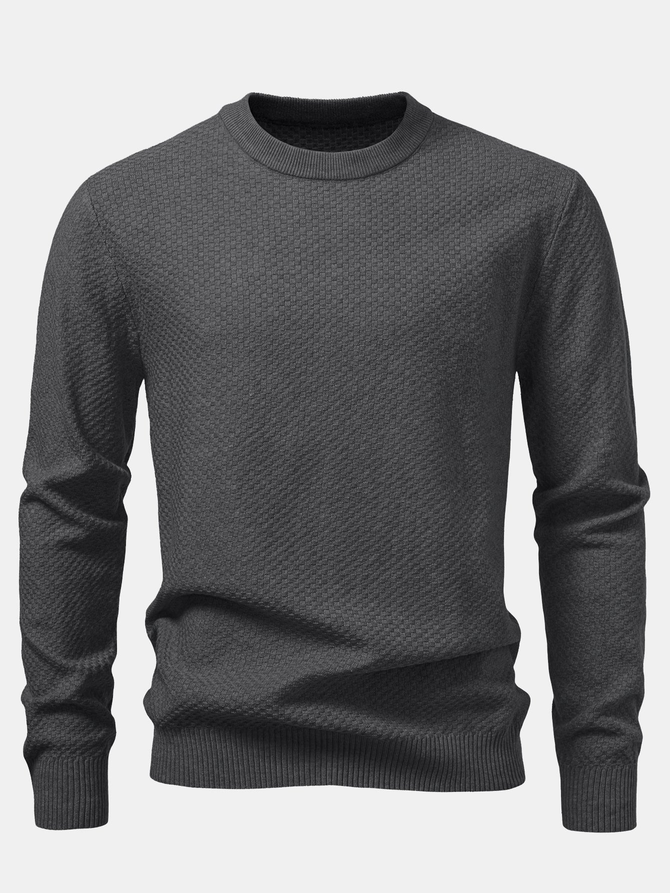 Kariert strukturierter Pullover mit Rundhalsausschnitt - Image 9