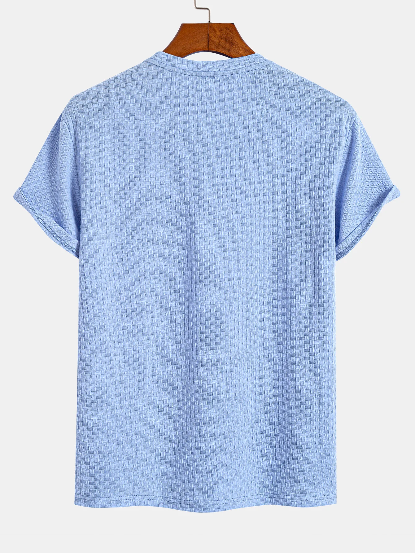 Schachbrettstrukturiertes gestricktes T-Shirt - Image 4