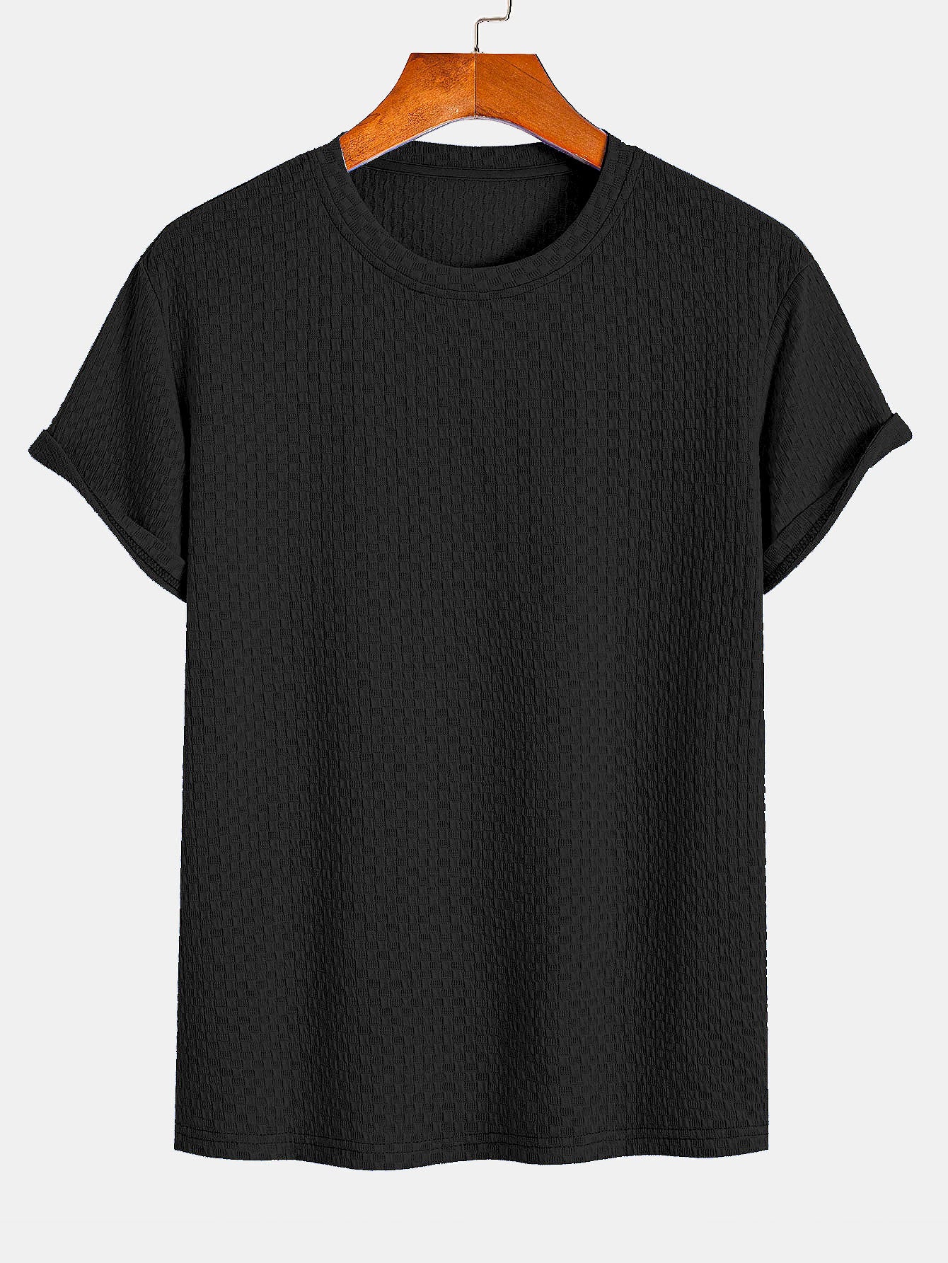 Schachbrettstrukturiertes gestricktes T-Shirt - Image 5