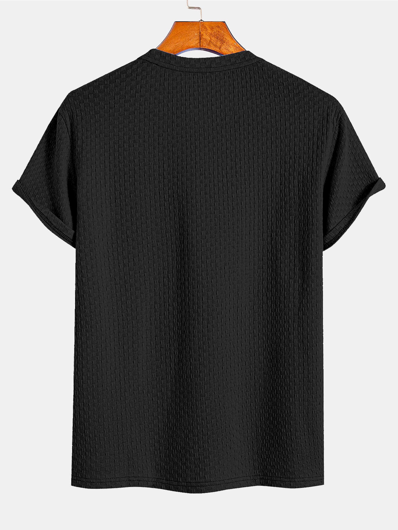 Schachbrettstrukturiertes gestricktes T-Shirt - Image 6