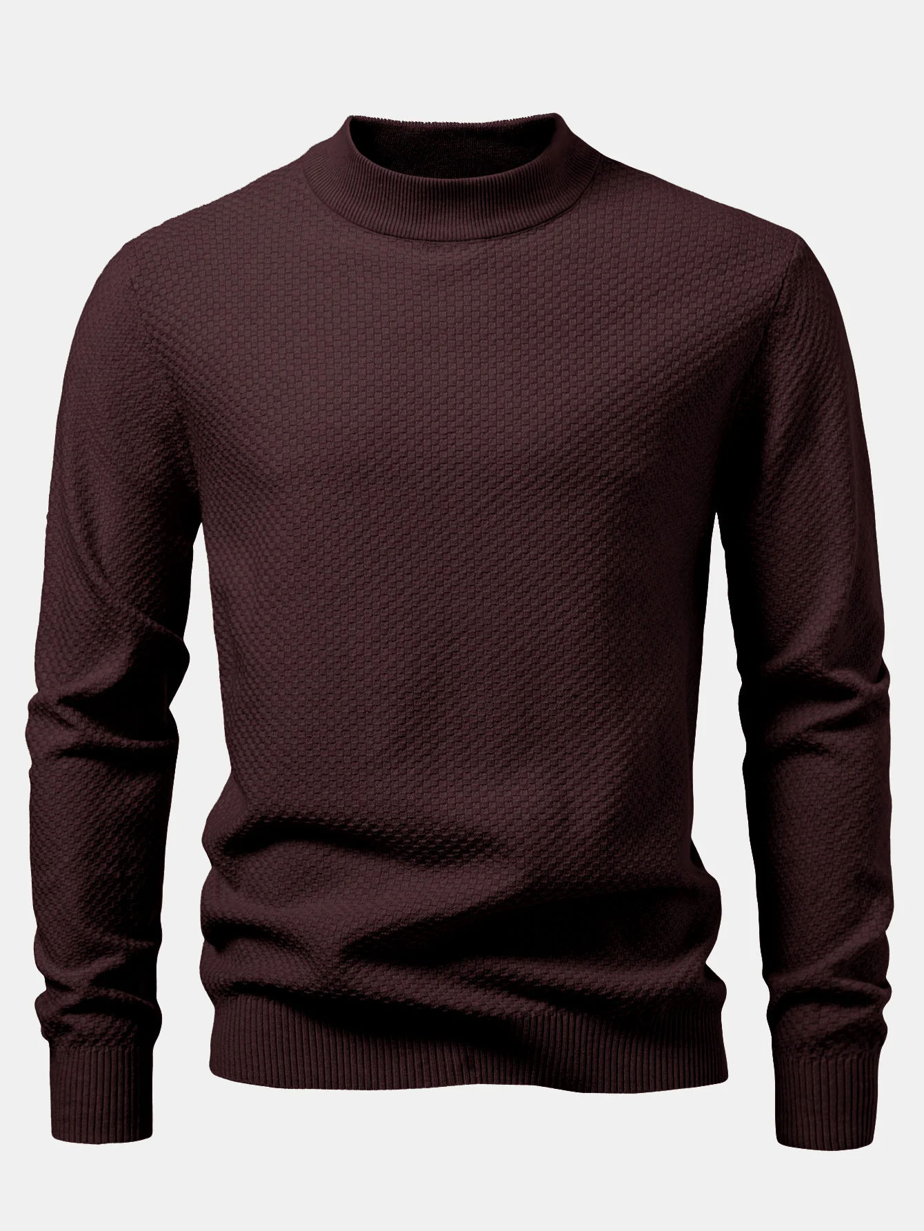 Schachbrettstrukturierter Pullover mit Stehkragen - Image 11