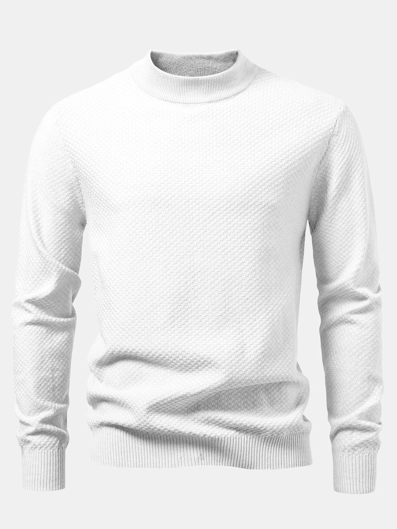 Schachbrettstrukturierter Pullover mit Stehkragen - Image 13