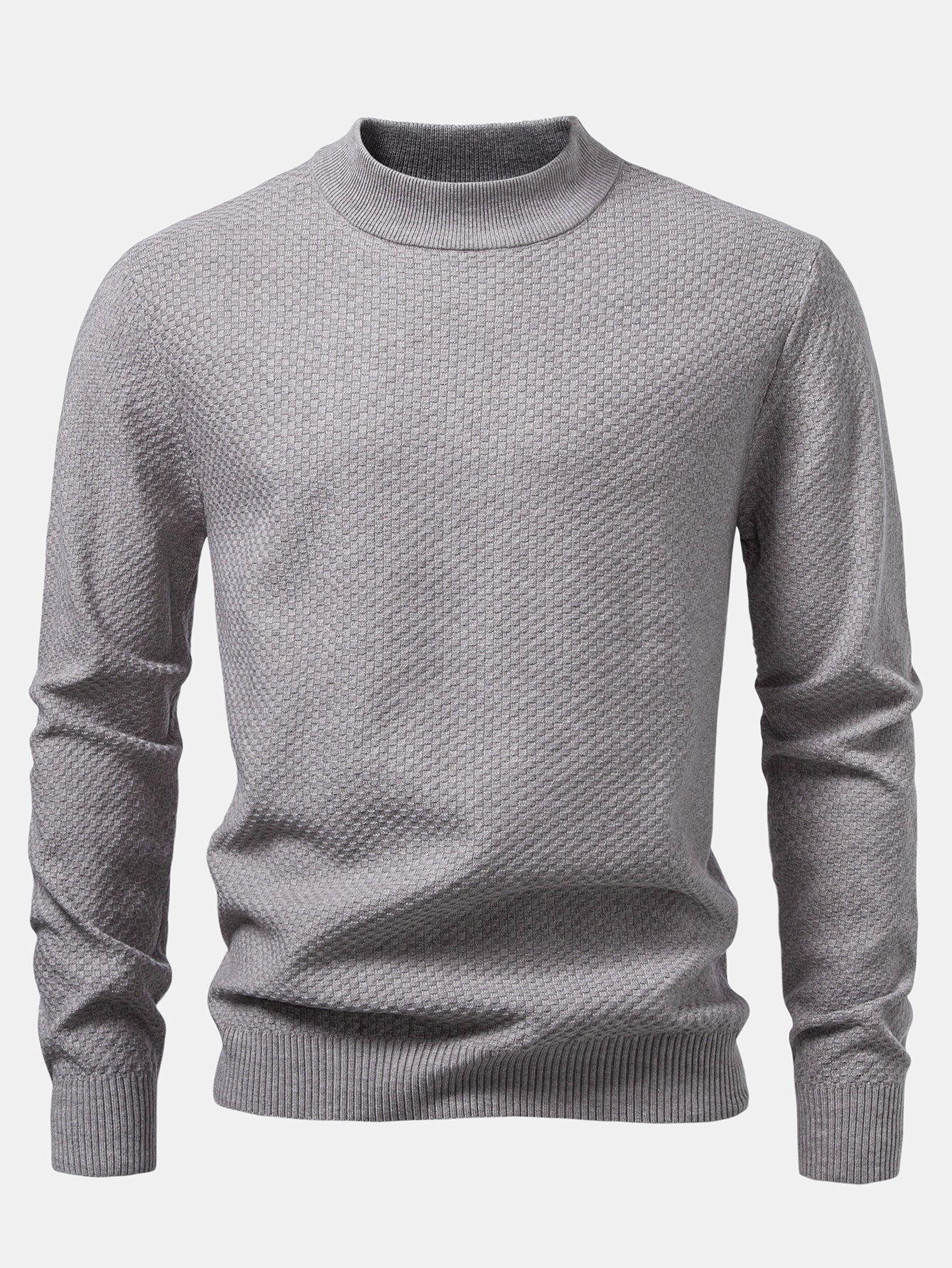 Schachbrettstrukturierter Pullover mit Stehkragen - Image 3