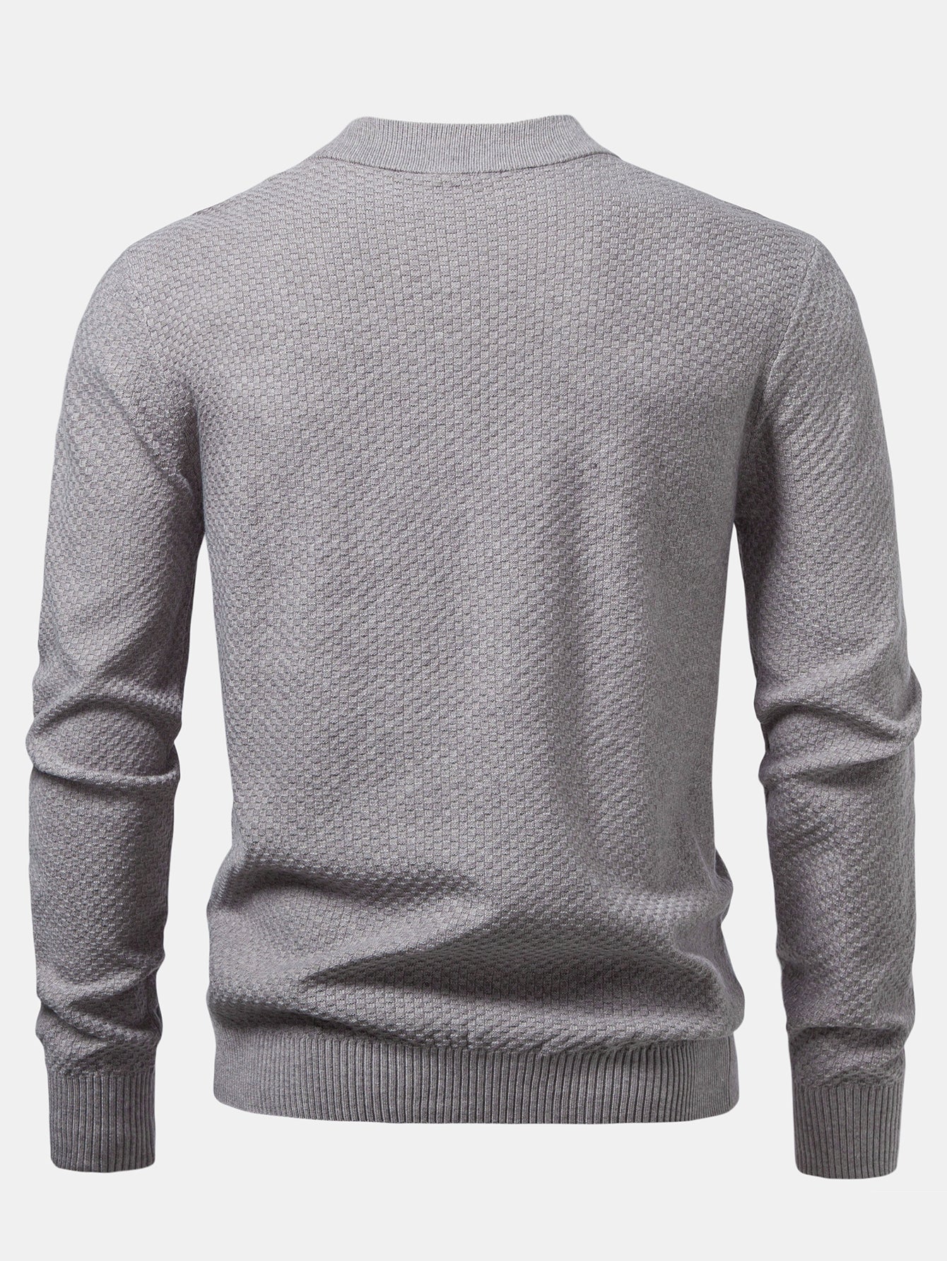 Schachbrettstrukturierter Pullover mit Stehkragen - Image 4