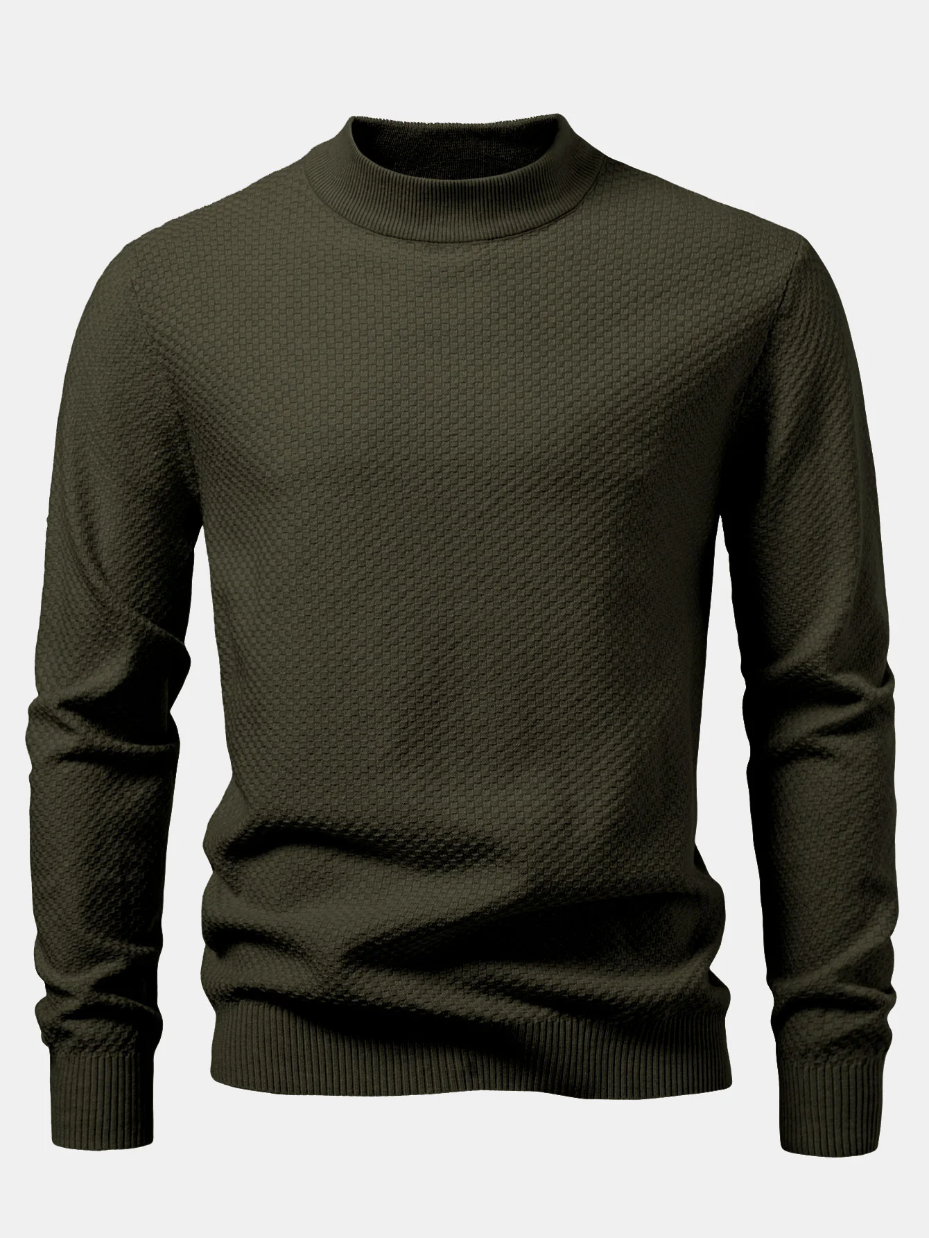 Schachbrettstrukturierter Pullover mit Stehkragen - Image 5
