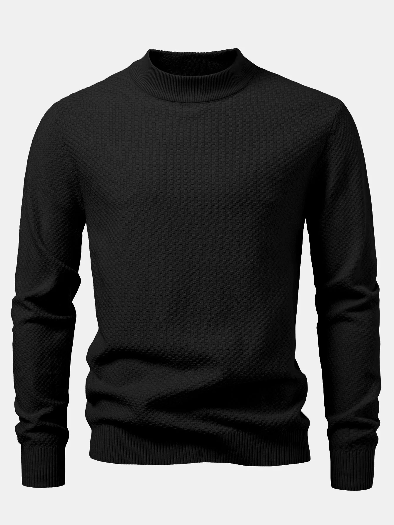 Schachbrettstrukturierter Pullover mit Stehkragen - Image 7