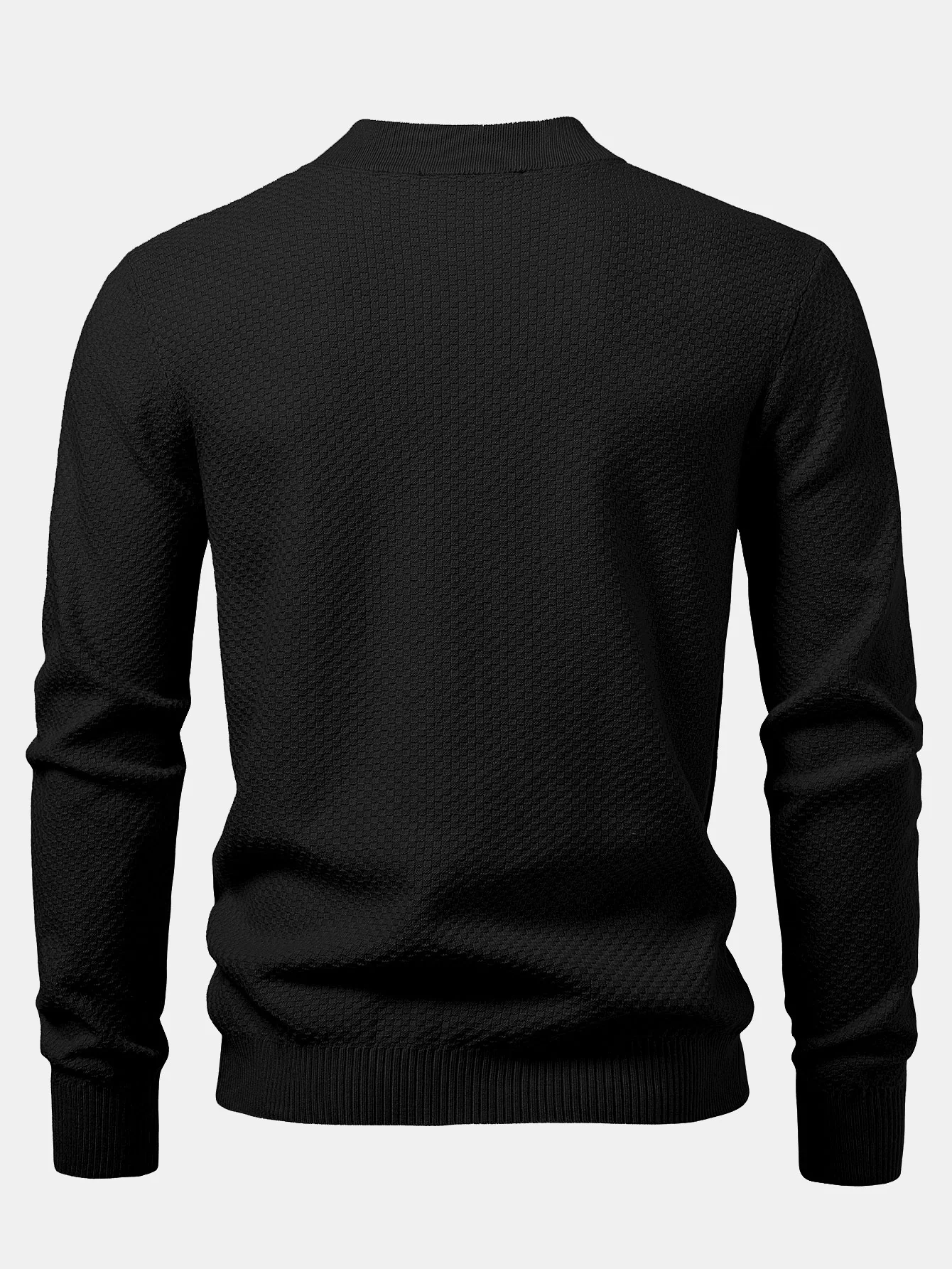 Schachbrettstrukturierter Pullover mit Stehkragen - Image 8