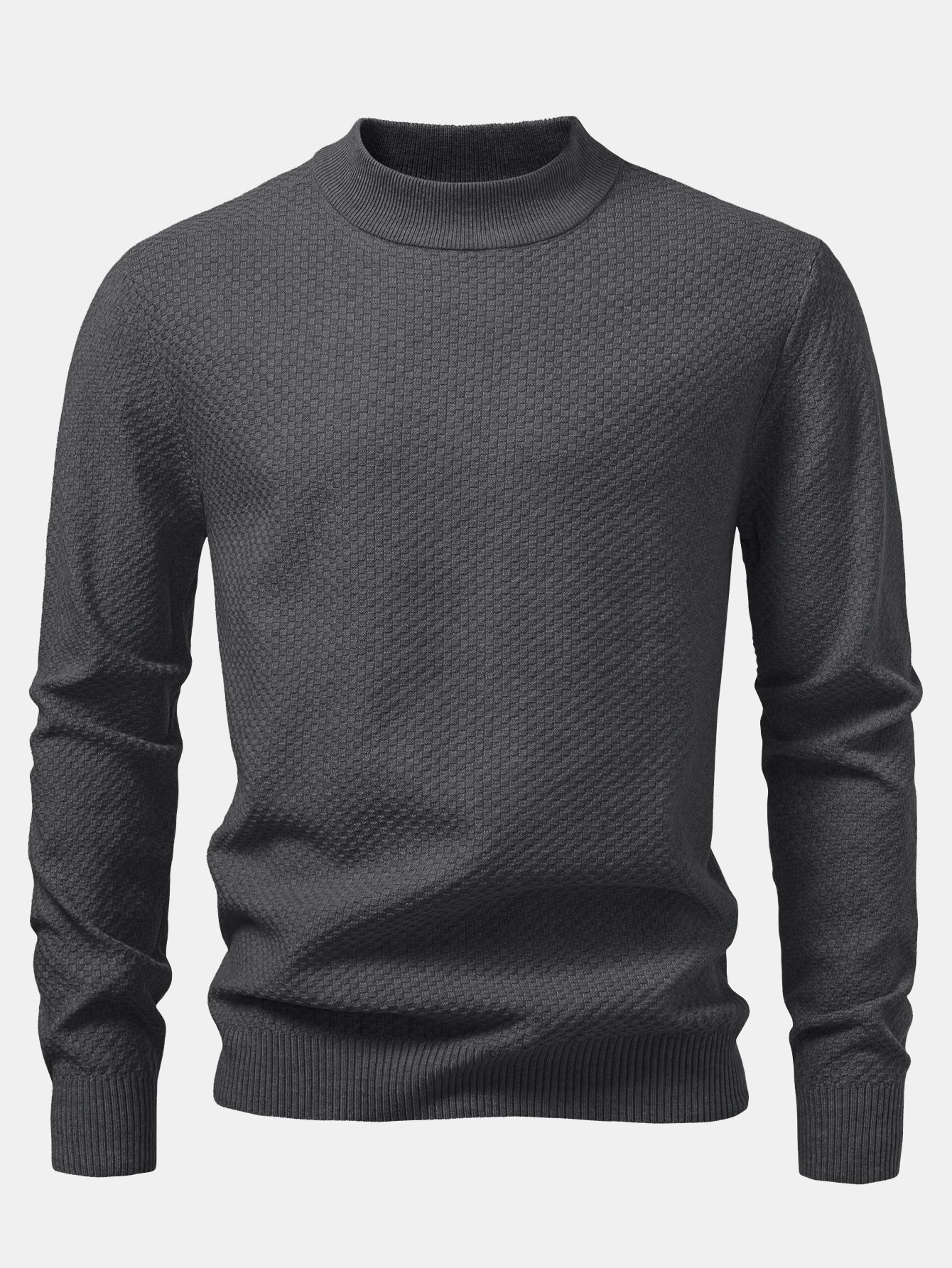Schachbrettstrukturierter Pullover mit Stehkragen - Image 9
