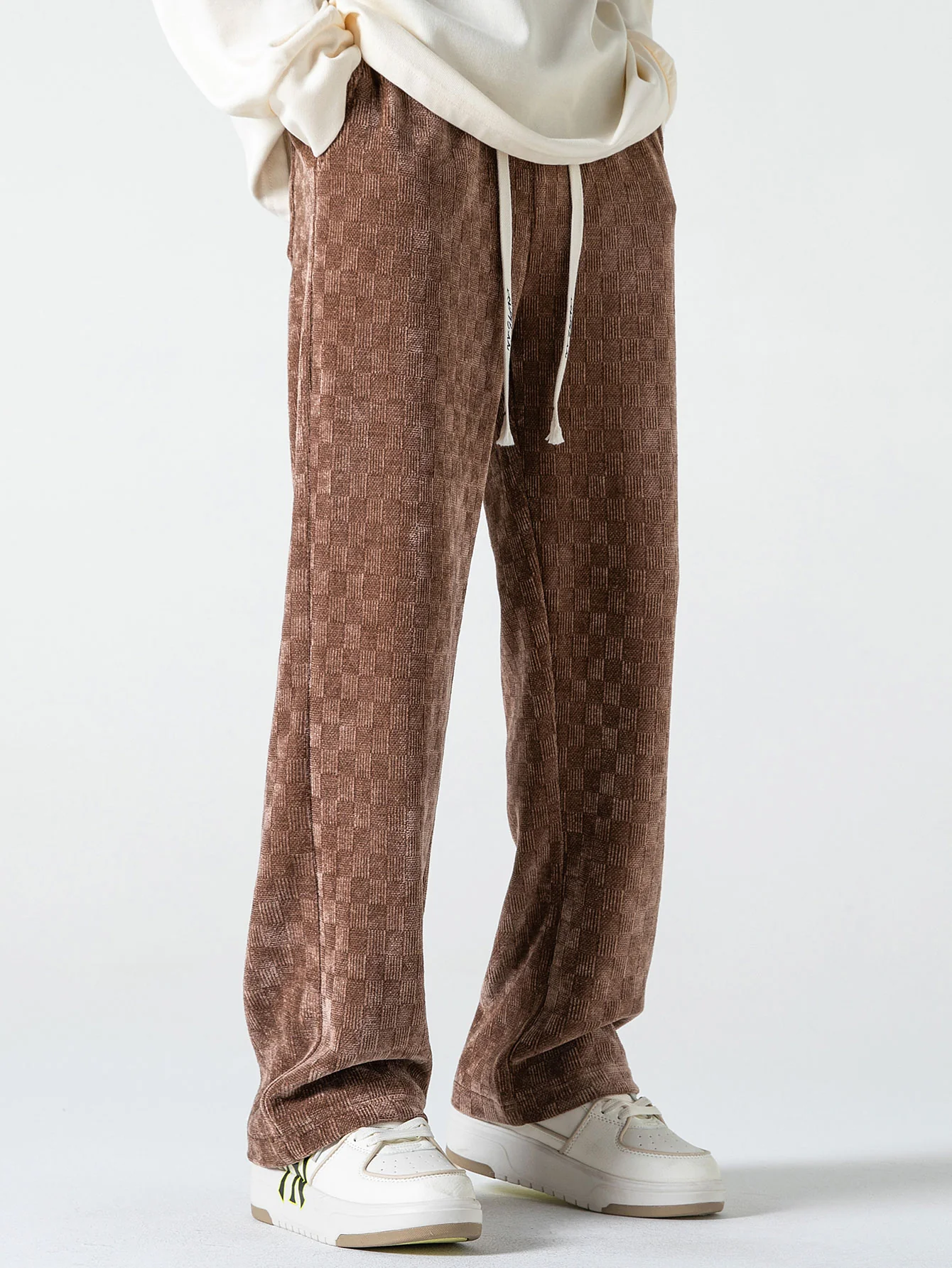Kariert strukturierte Hose mit geradem Bein - Image 3