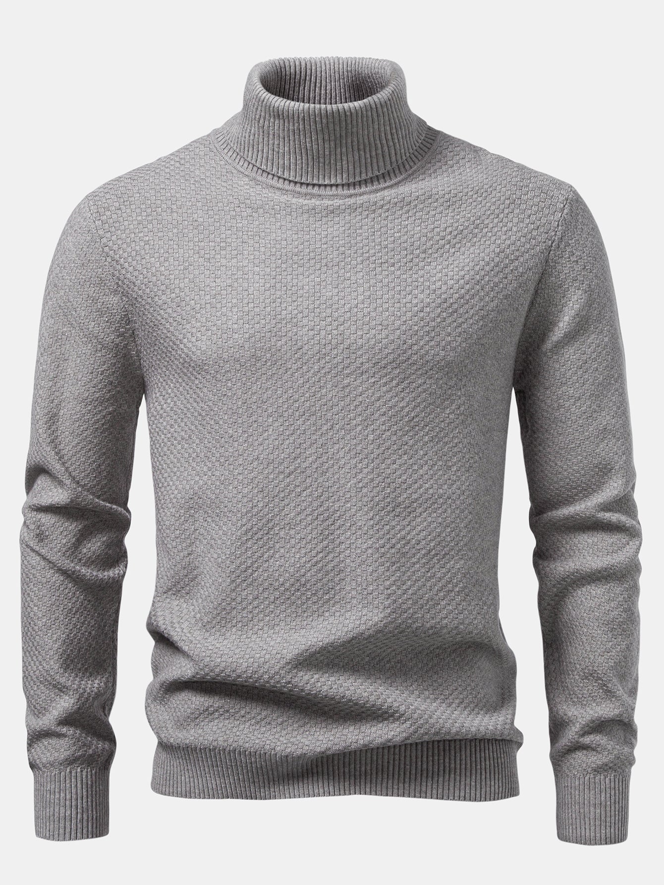 Schachbrettstrukturierter Rollkragenpullover