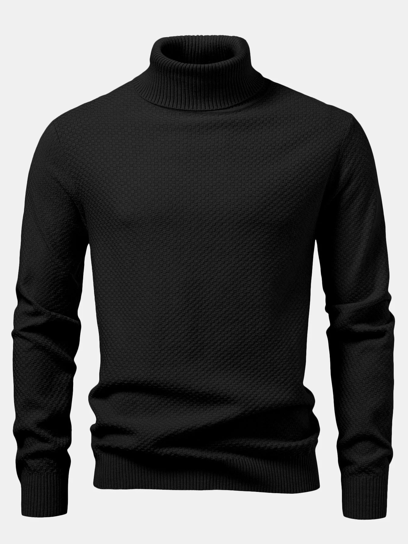 Schachbrettstrukturierter Rollkragenpullover - Image 5