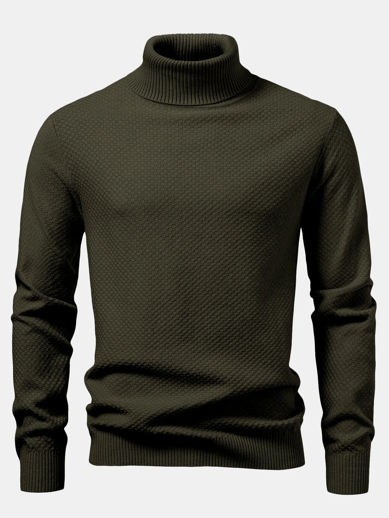 Schachbrettstrukturierter Rollkragenpullover - Image 7