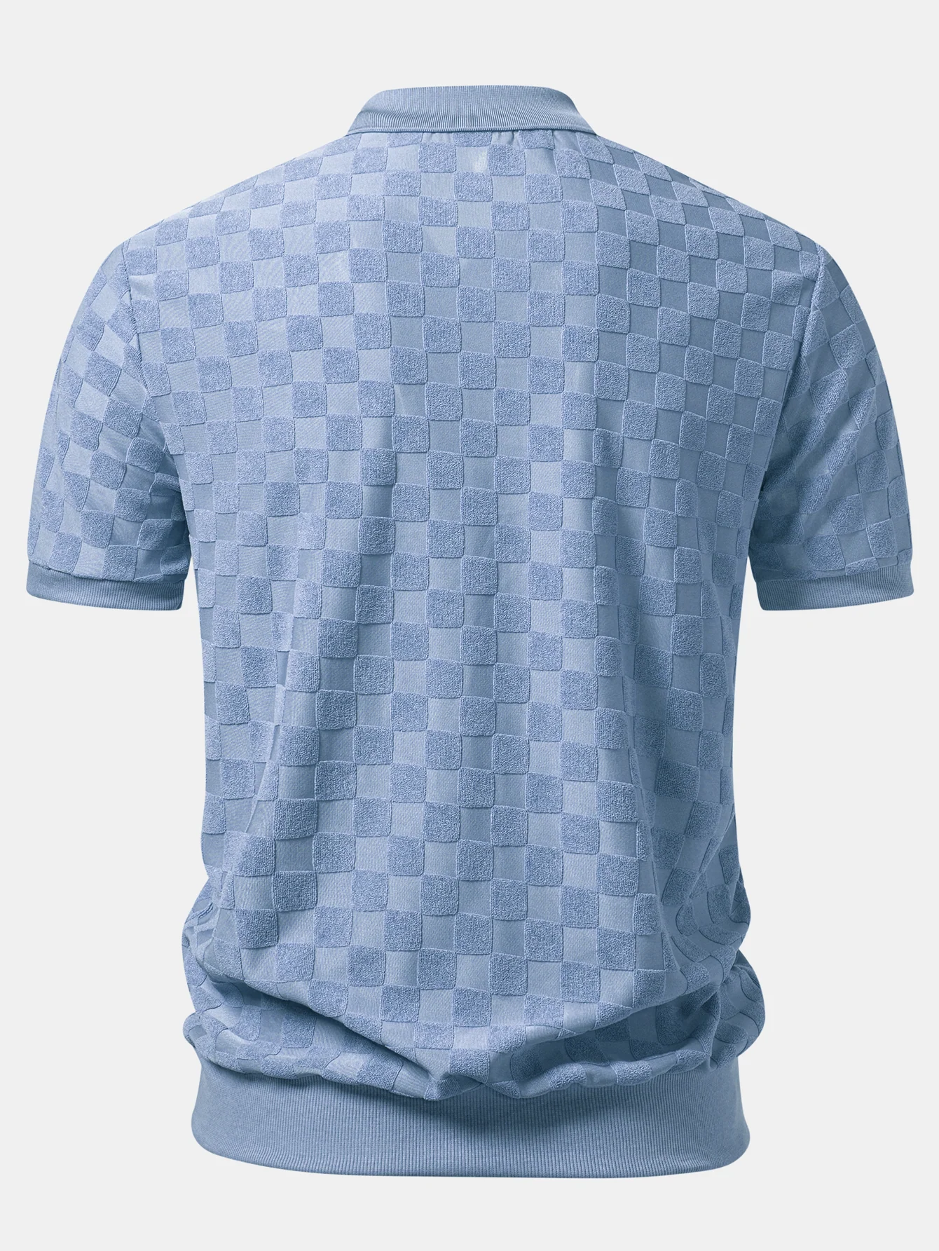 Checkerboard V-Neck Knit Polo - Image 10