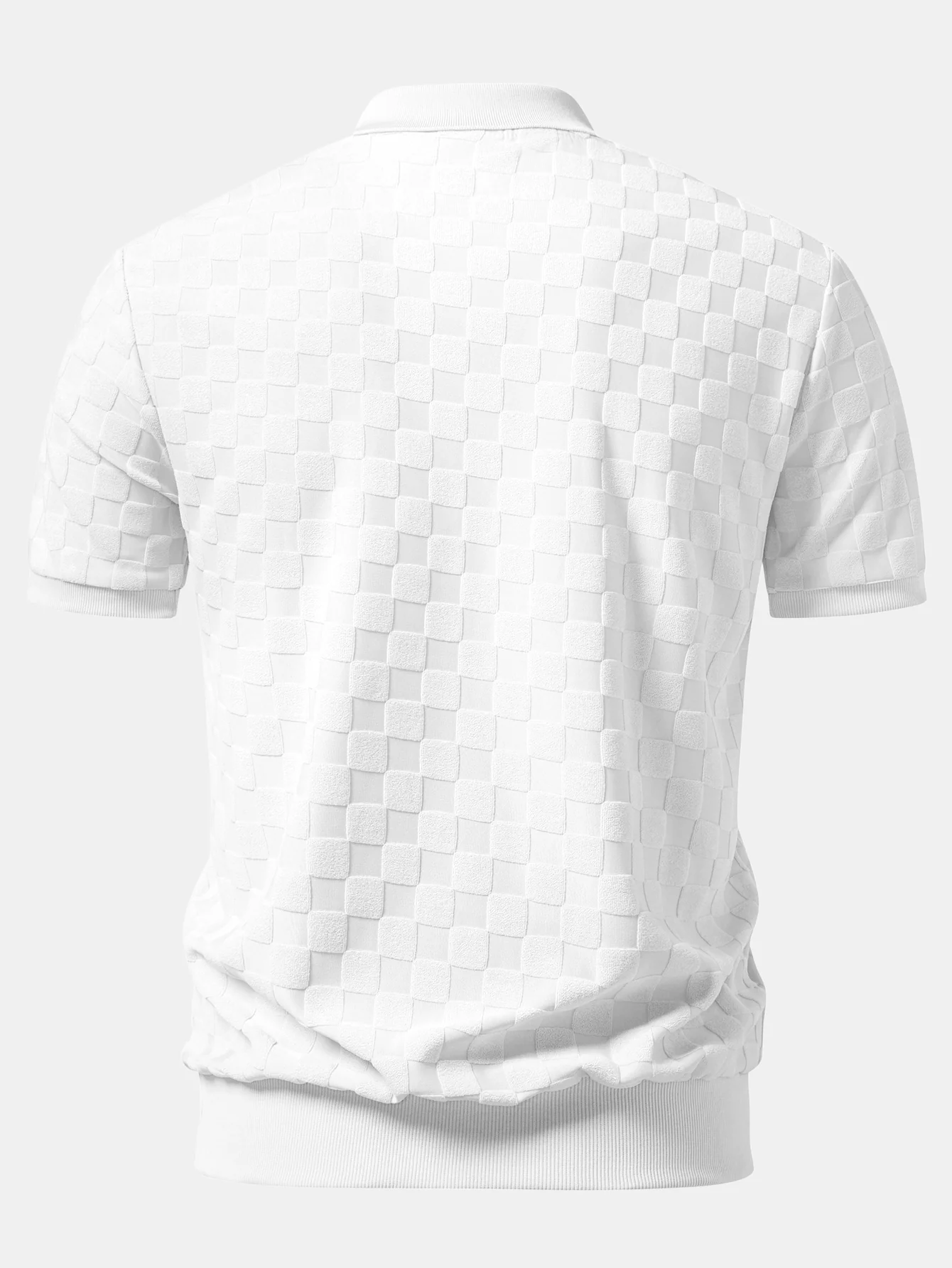 Checkerboard V-Neck Knit Polo - Image 14