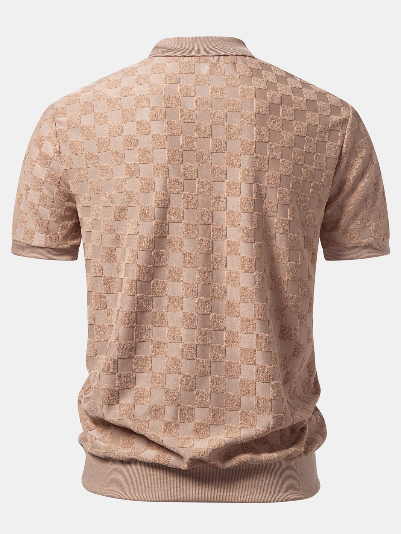 Checkerboard V-Neck Knit Polo - Image 8