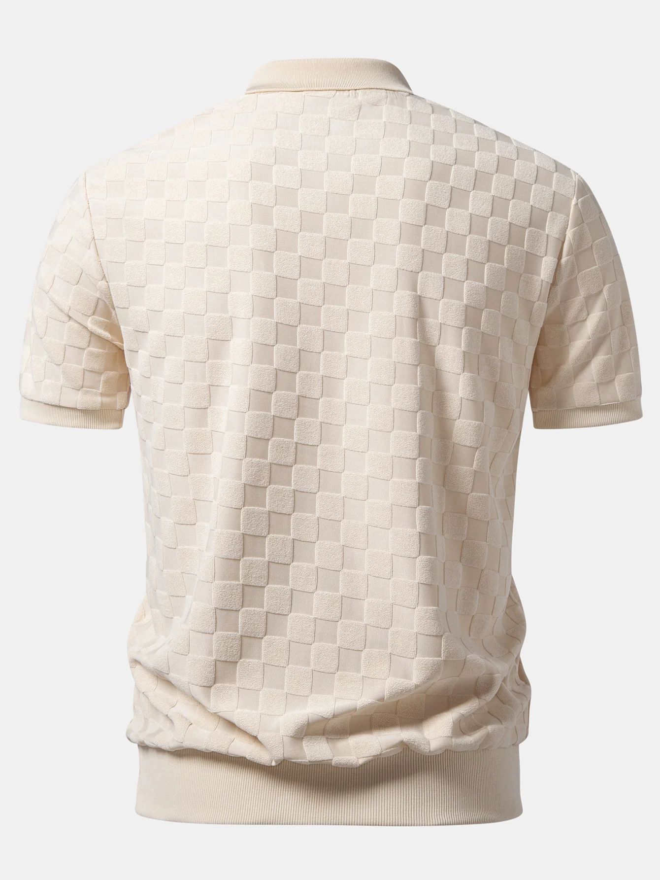 Checkerboard V-Neck Knit Polo & Slim Fit Tapered Trousers - Image 5