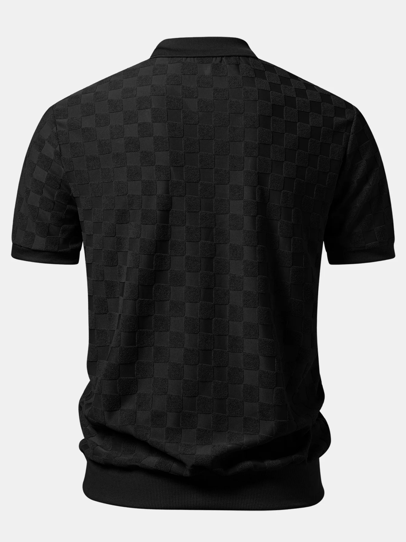 Checkerboard V-Neck Knit Polo & Slim Fit Tapered Trousers - Image 7
