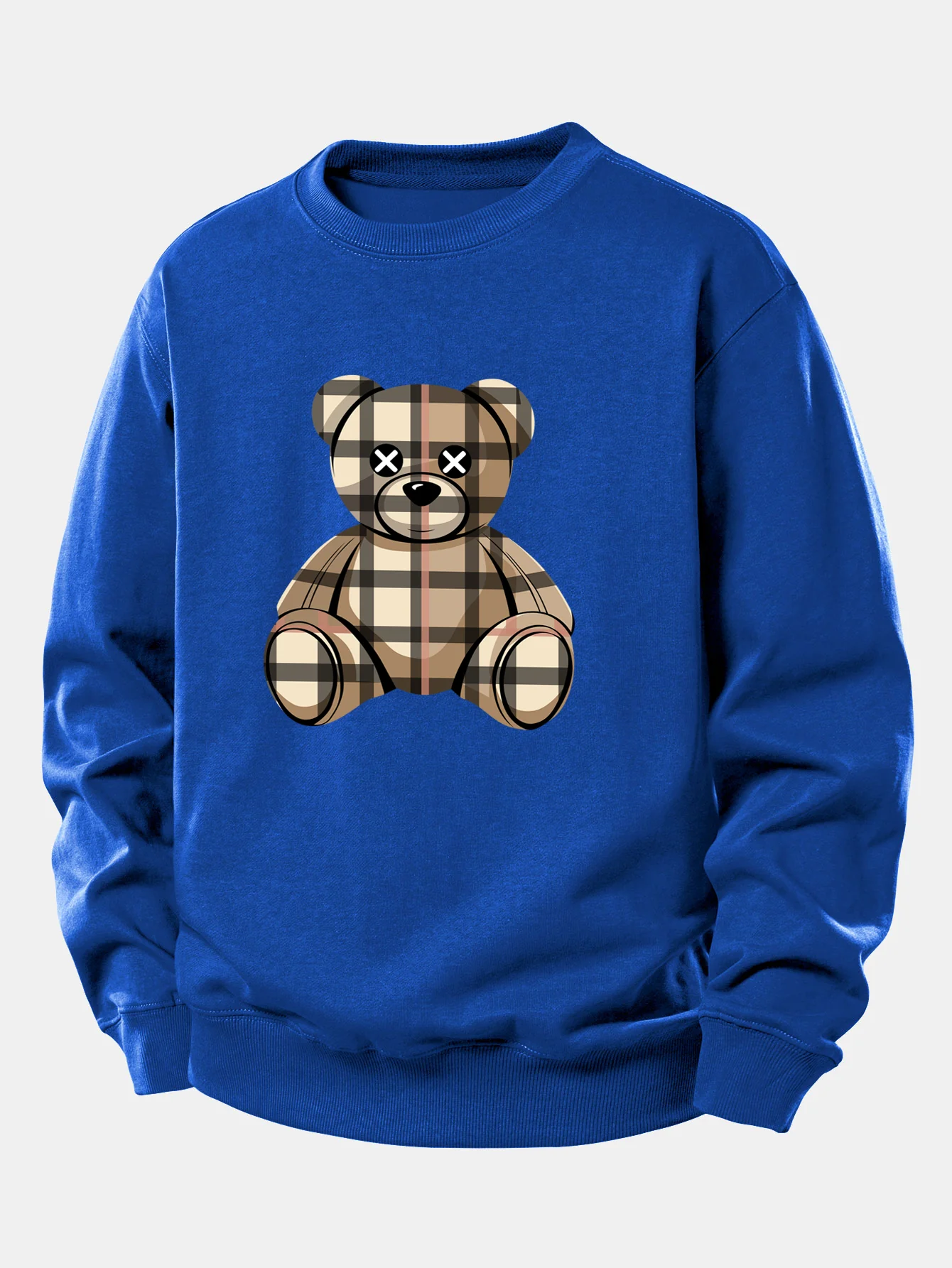 Checkered Bear Print Relax Fit Sweatshirt - Image 11
