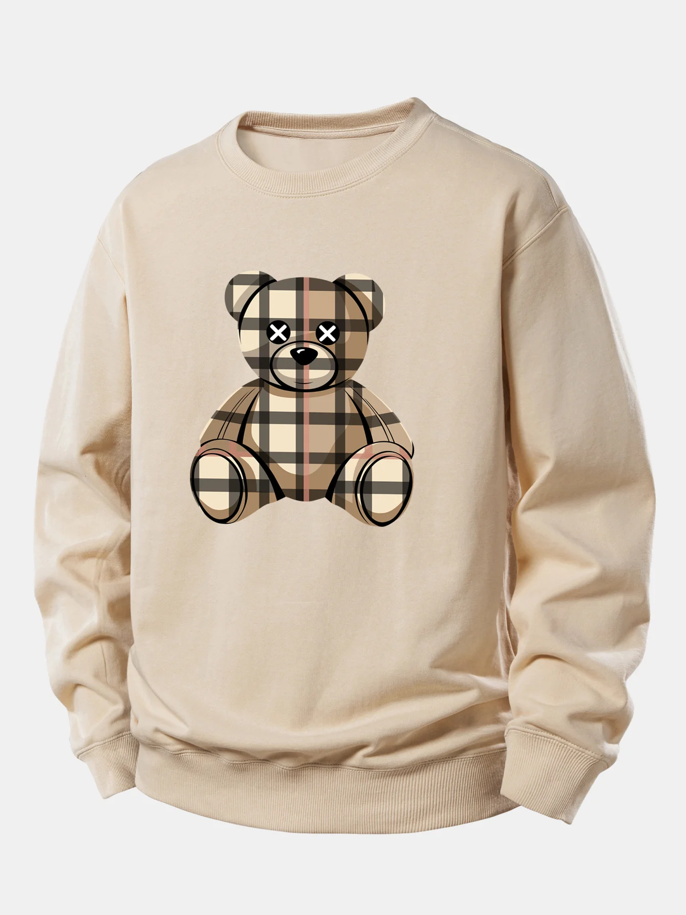Checkered Bear Print Relax Fit Sweatshirt - Image 2