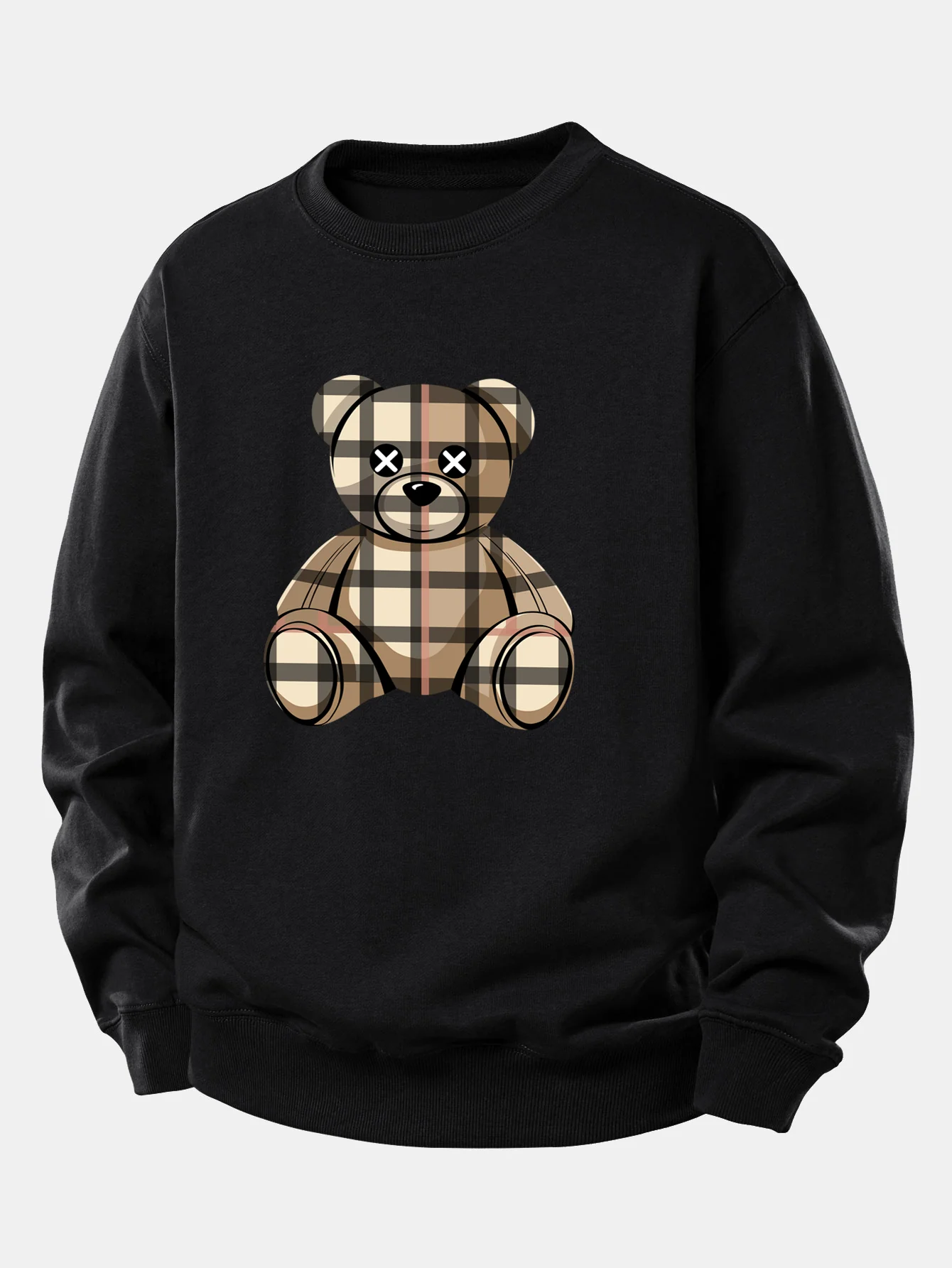 Checkered Bear Print Relax Fit Sweatshirt - Image 3