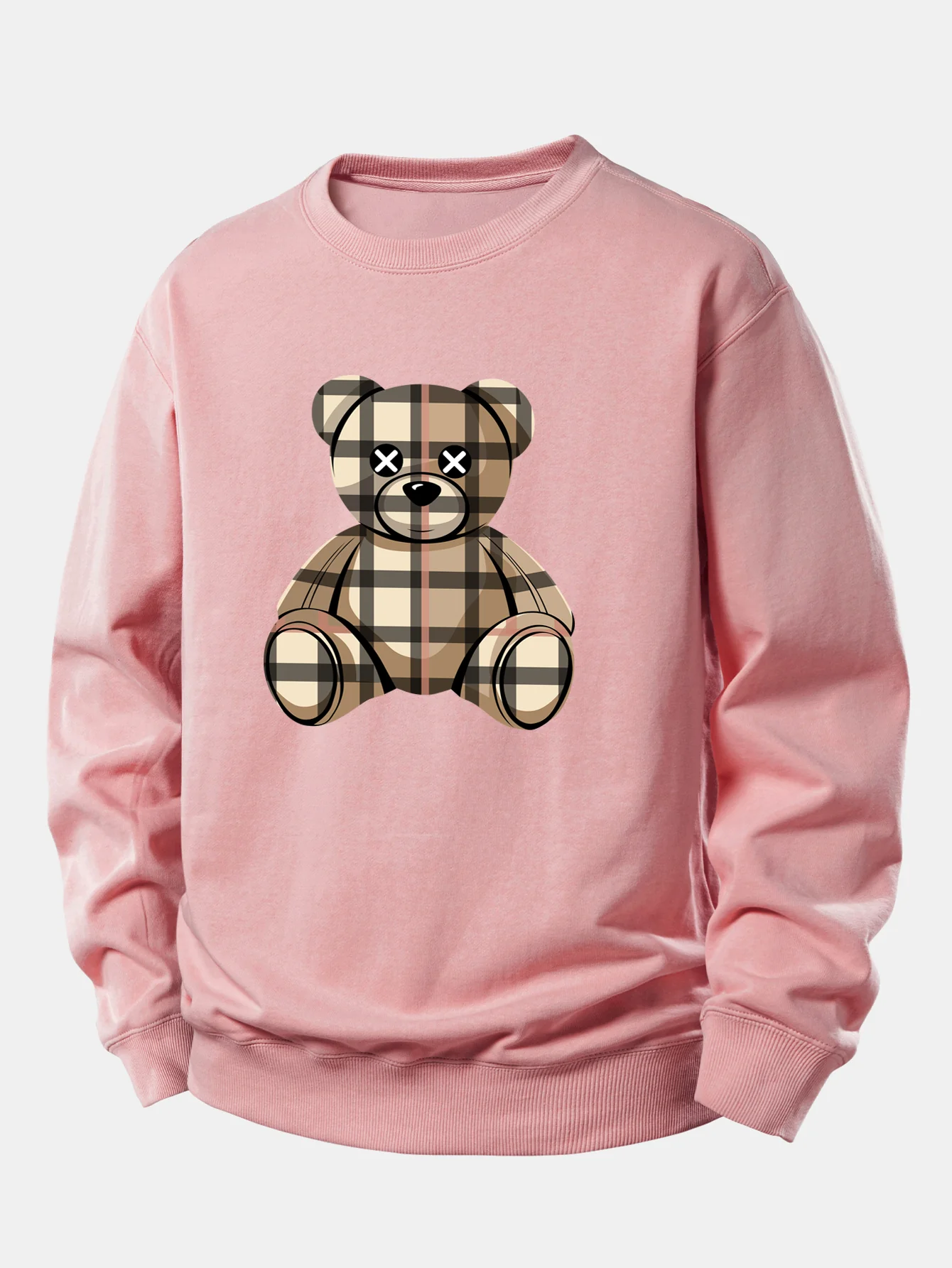 Checkered Bear Print Relax Fit Sweatshirt - Image 4